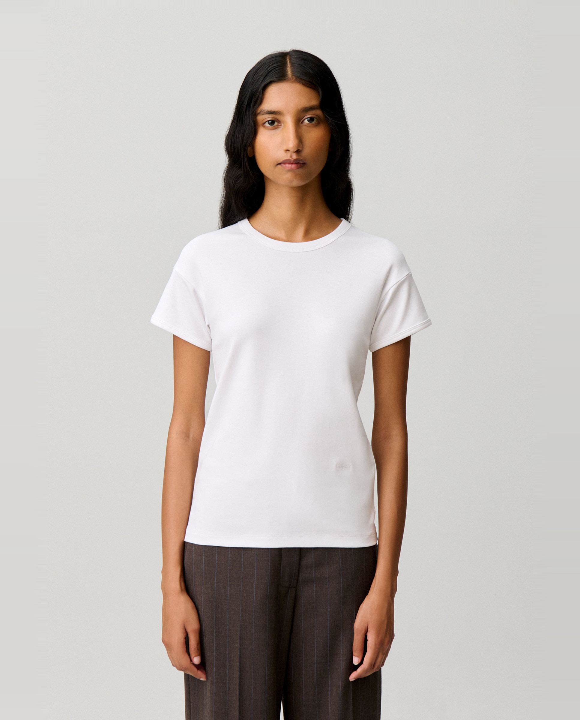 Camiseta de mujer de manga corta y corte entallado - Claudie Pierlot - Blanco Blanco-1