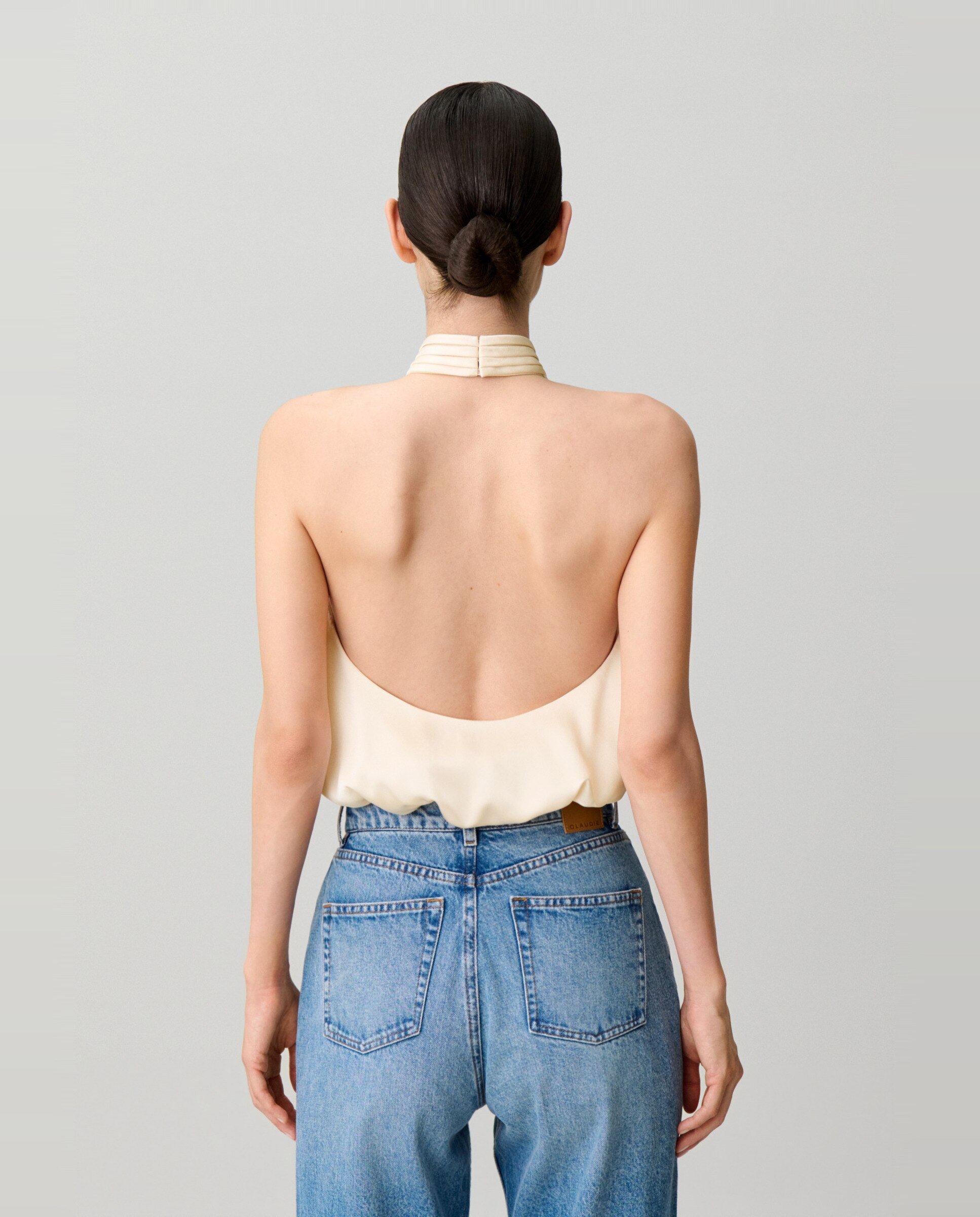 Imagen 2 de Top de mujer satinado espalda descubierta cuello alto - Claudie Pierlot - Blanco Blanco