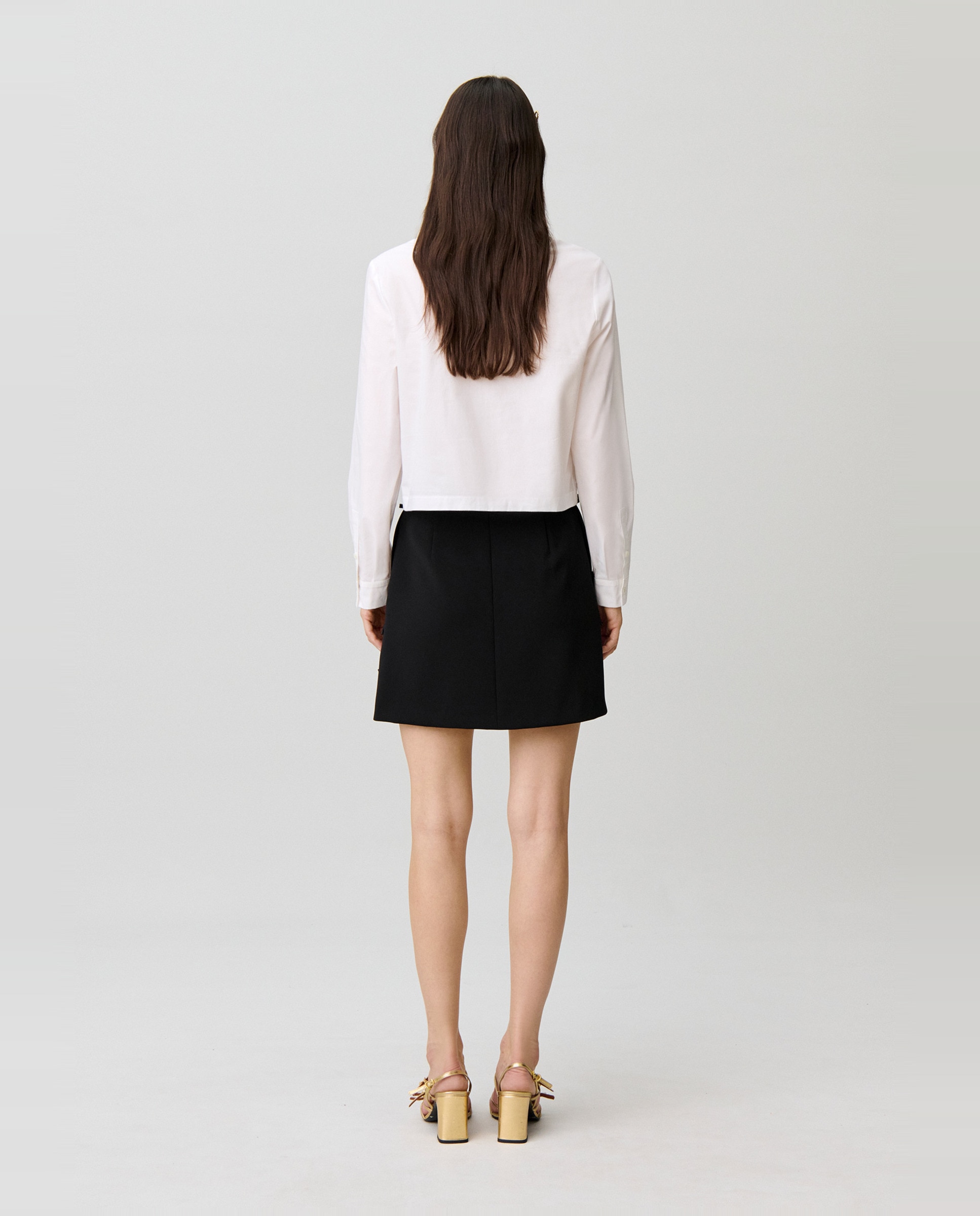Falda corta recta evasé con lazos de satén - Claudie Pierlot - Negro Negro-3