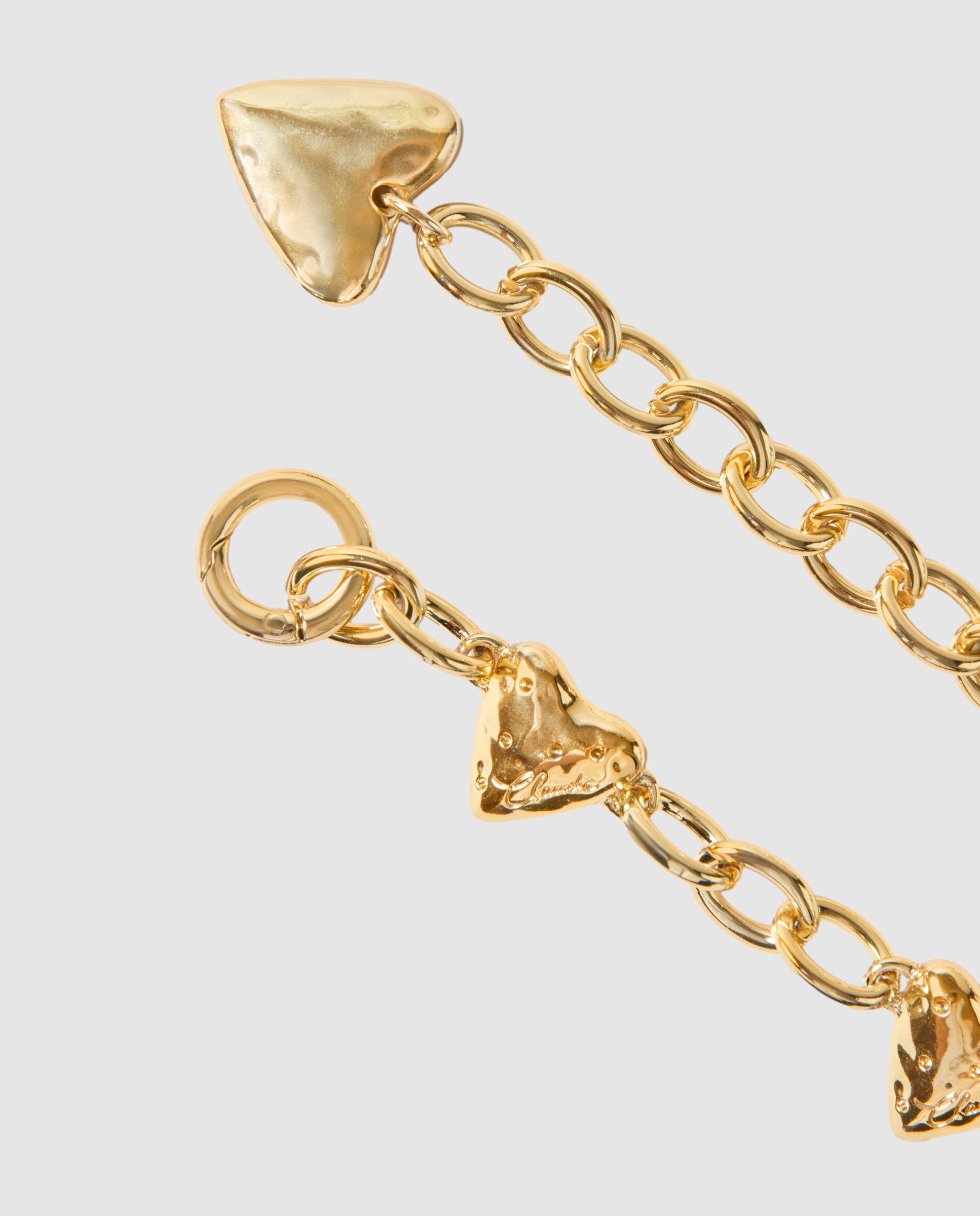 Cinturón de cadena para fiesta con colgante corazón martillado y strass - Claudie Pierlot - Oro Oro-3