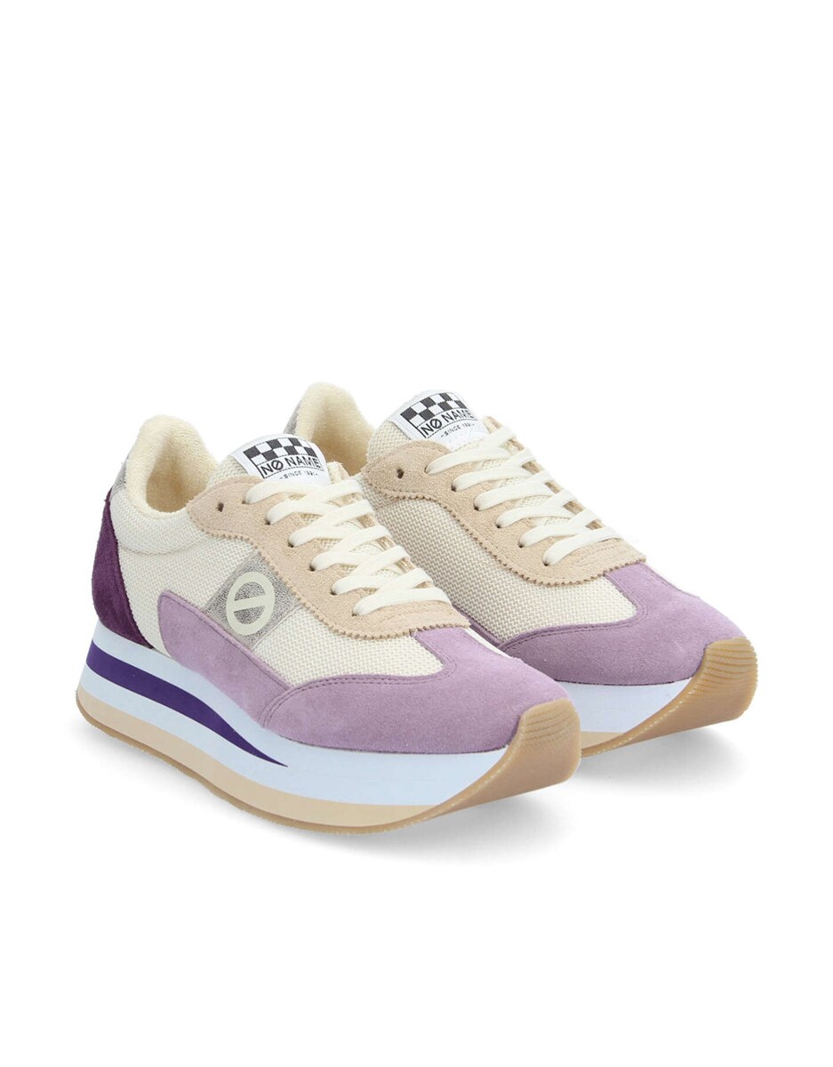 Zapatillas de serraje de mujer combinadas con suela bicolor · No