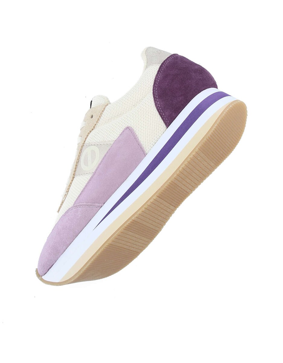 Zapatillas de serraje de mujer combinadas con suela bicolor · No