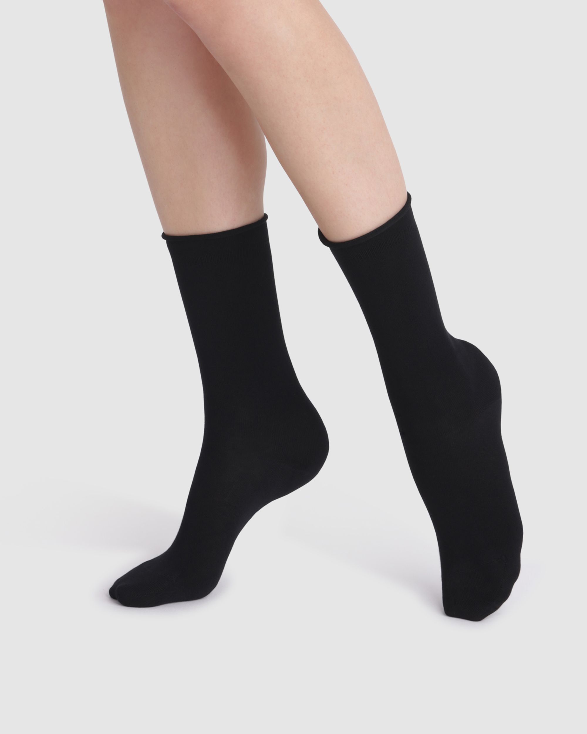 Pack de 2 calcetines cortos de mujer extra suaves de modal - Dim - Negro Negro-2