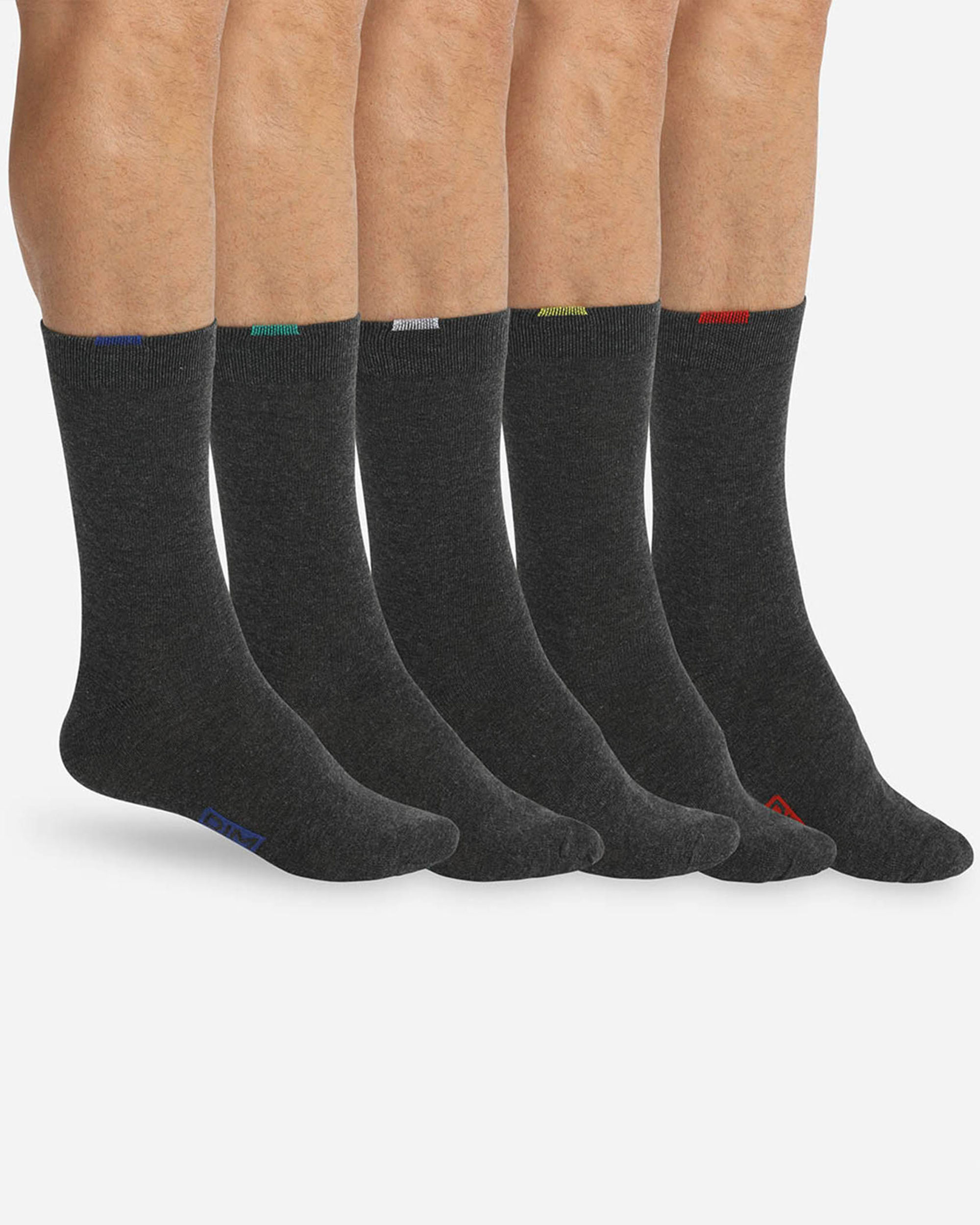 Pack de cinco calcetines de hombre altos reforzados - Dim - Gris marengo Gris marengo-1
