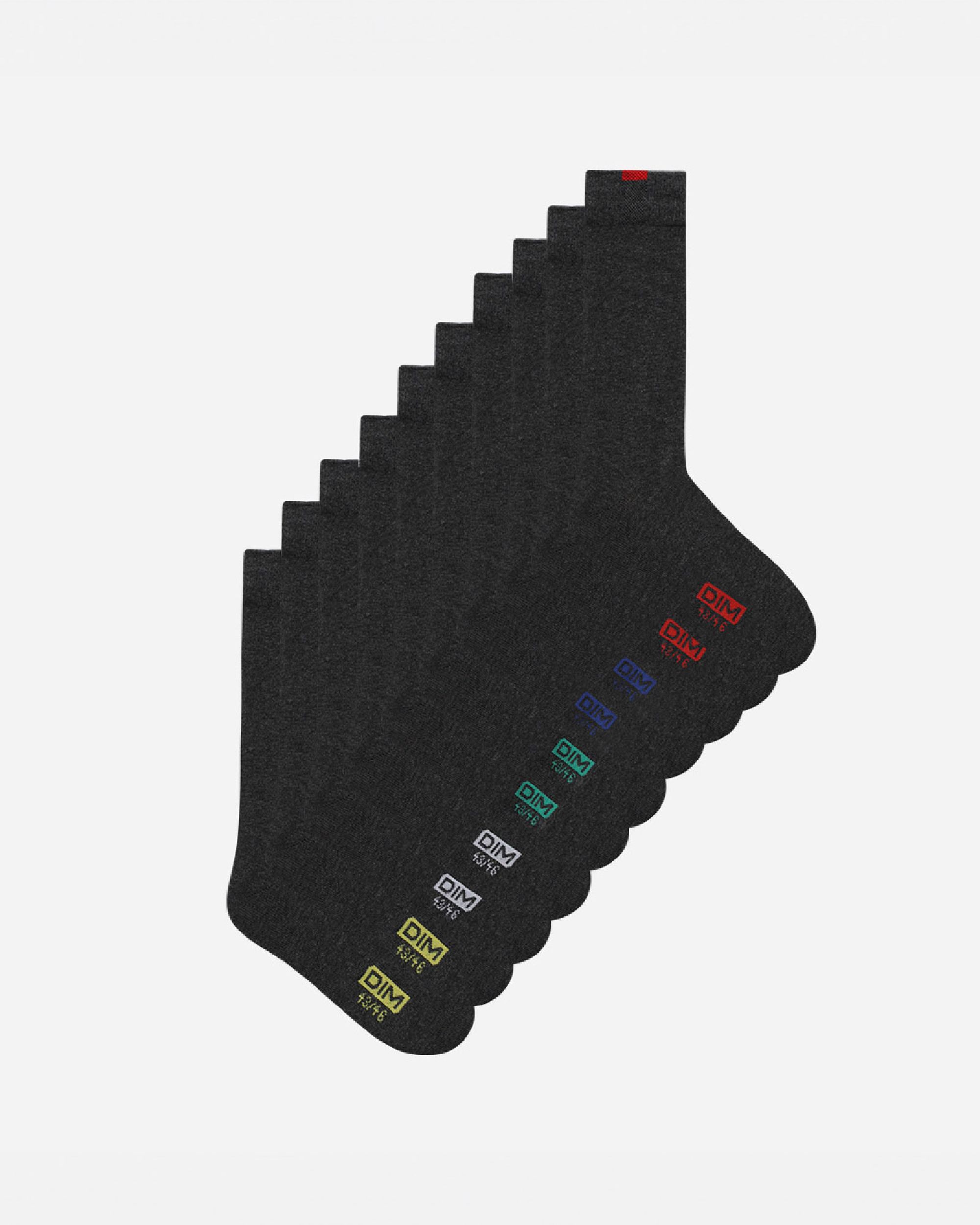 Pack de cinco calcetines de hombre altos reforzados - Dim - Gris marengo Gris marengo-2