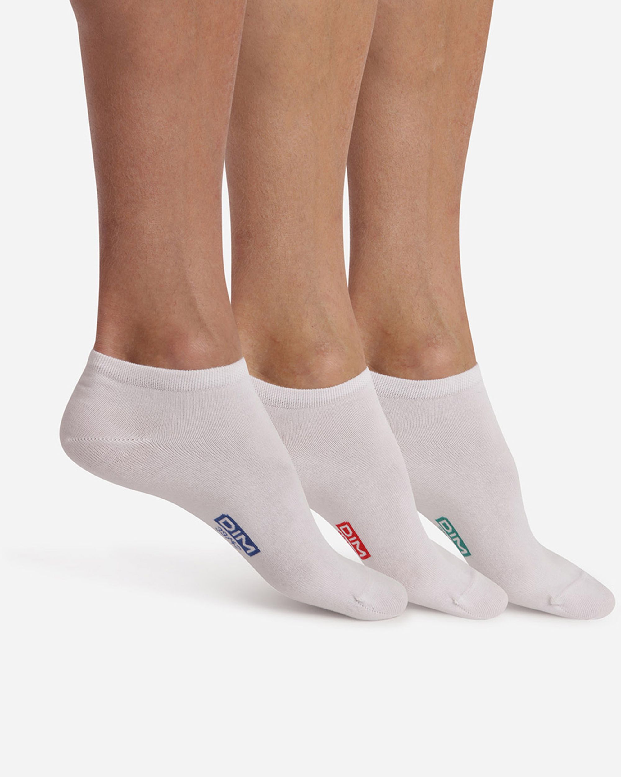 Pack de tres calcetines invisibles de hombre de algodón - Dim - Blanco Blanco-1