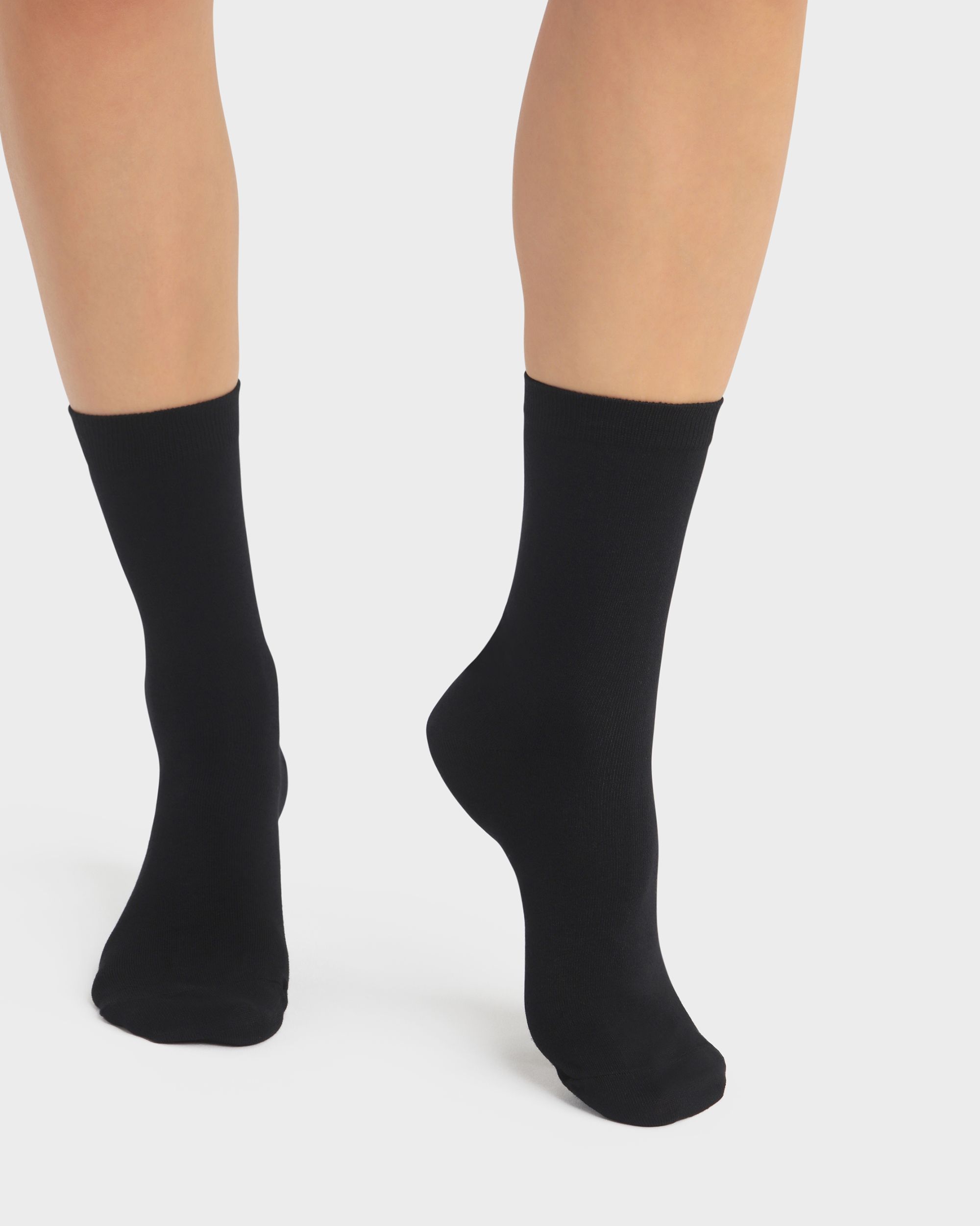 Pack de 2 suaves calcetines de fibra de bambú - Dim - Negro Negro-1