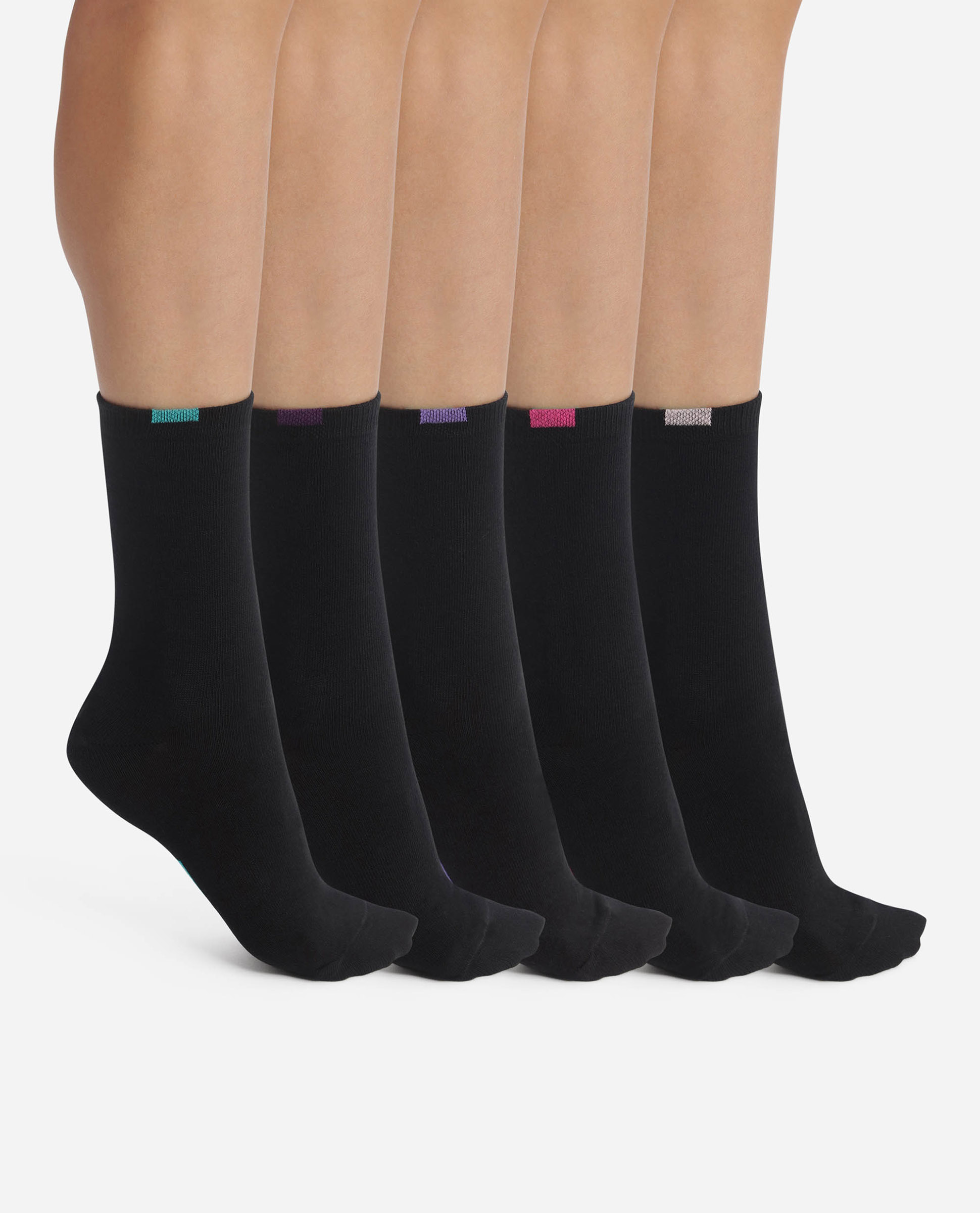 Pack de 5 calcetines altos de mujer - Dim - Negro Negro-1