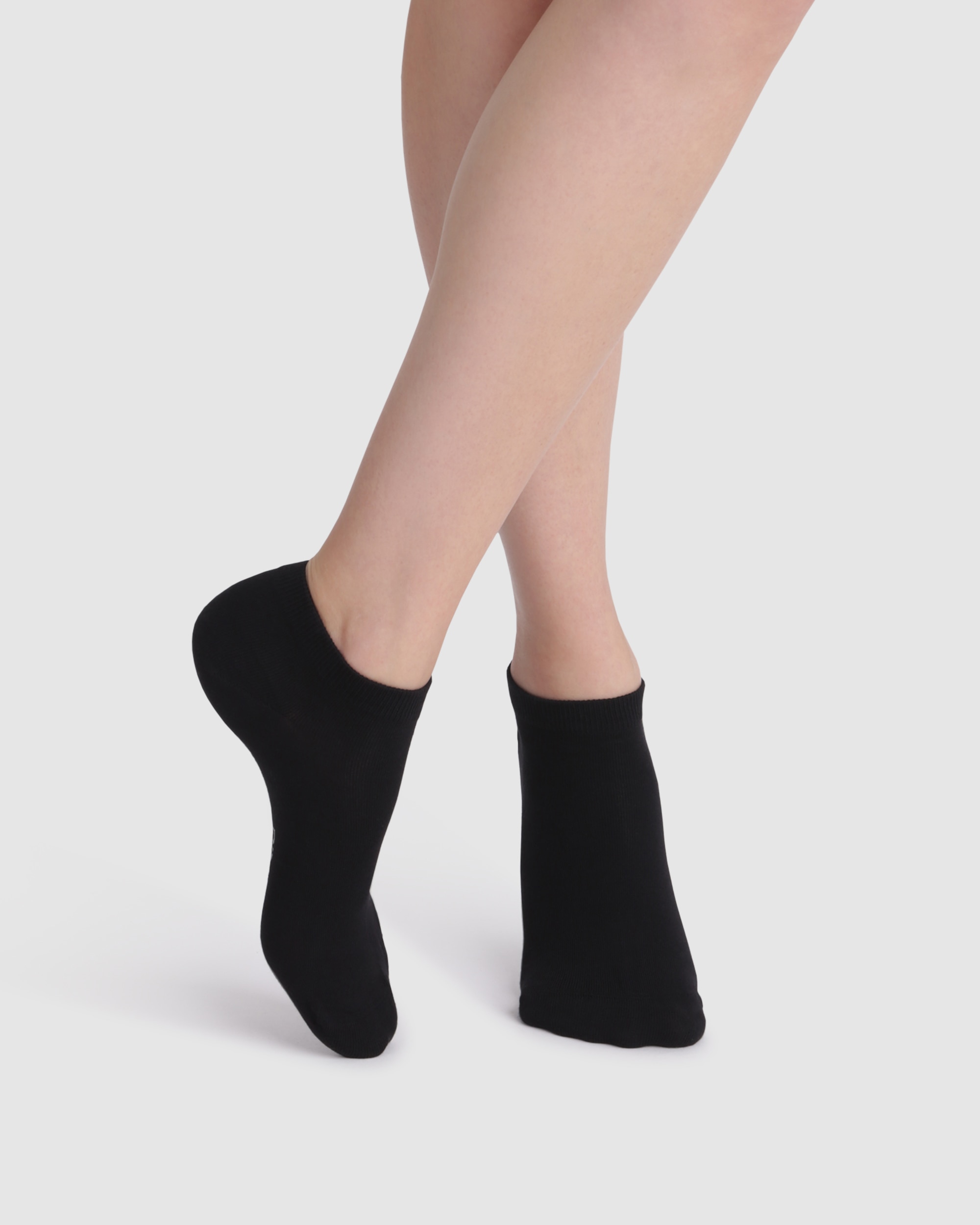Pack de 2 calcetines tobilleros de mujer invisibles de algodón - Dim - Negro Negro-1