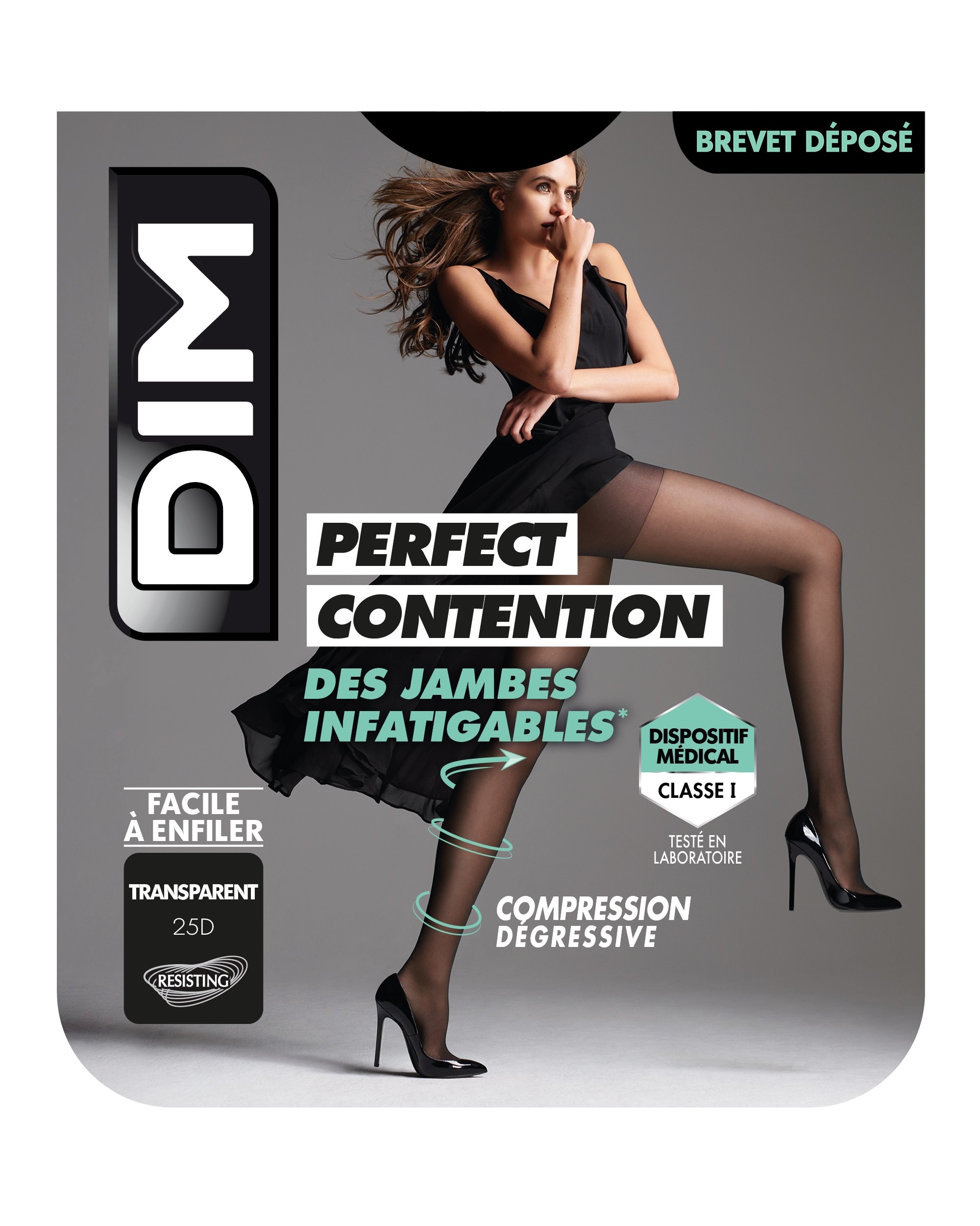 Imagen 0 de Panty de compresión perfect contention transparente piernas cansadas Negro