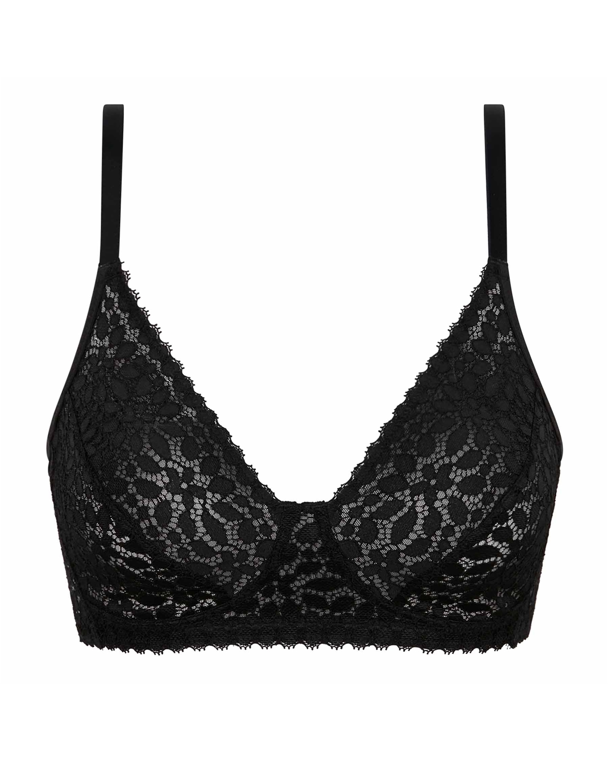 Sujetador sin aro de encaje floral daily dentelle - Dim - Negro Negro-5