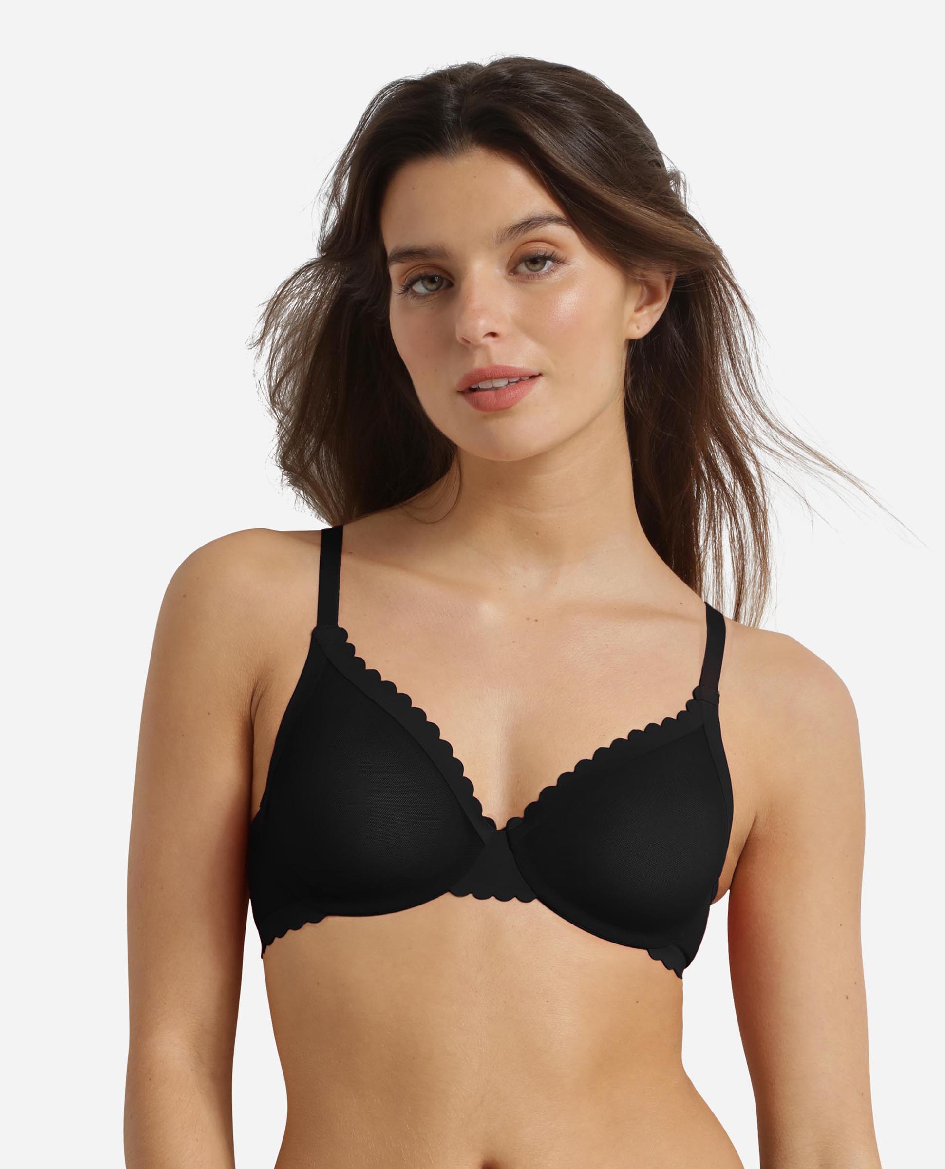 Sujetador con aros con transparencias y microfibra body touch - Dim - Negro Negro-1