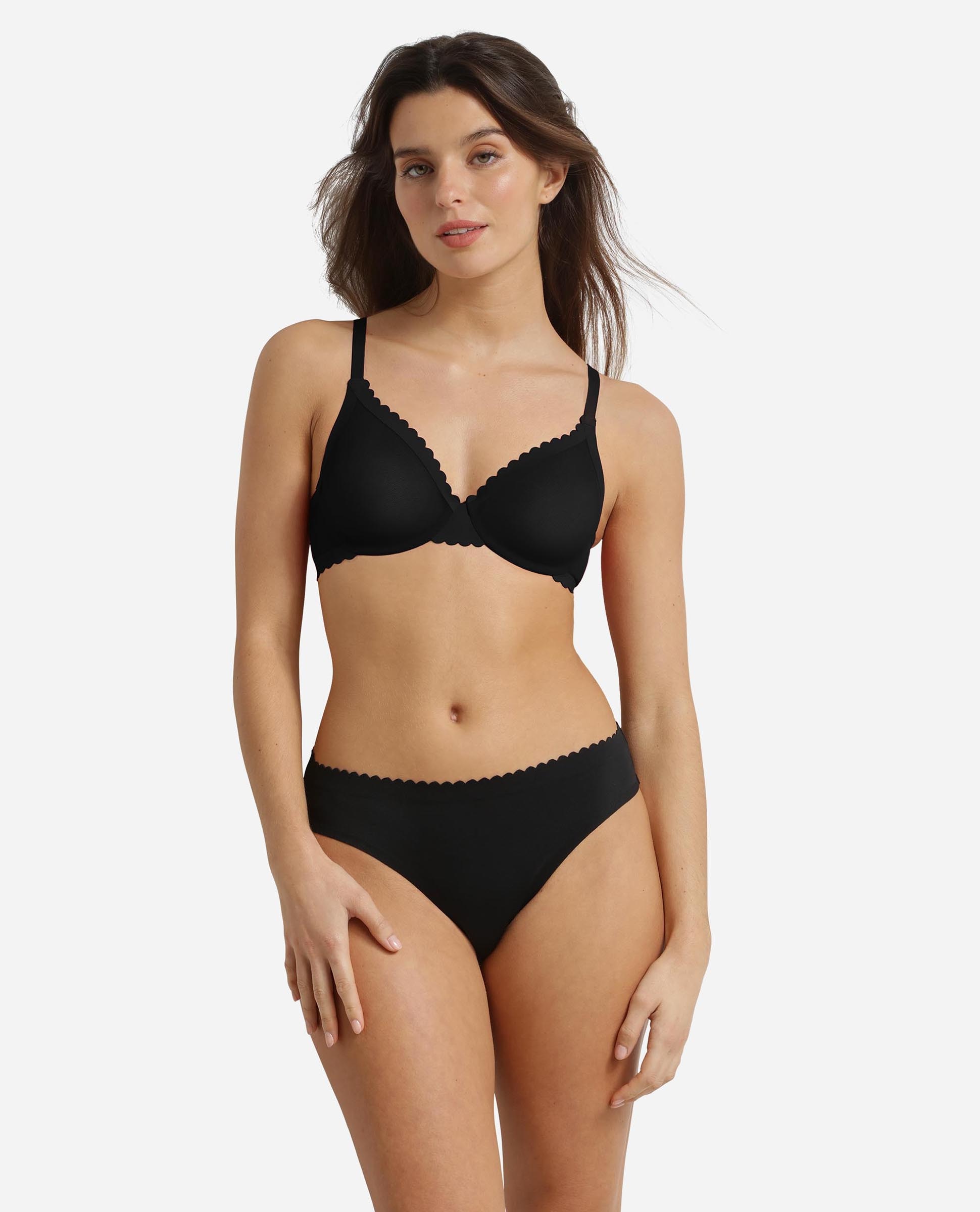 Sujetador con aros con transparencias y microfibra body touch - Dim - Negro Negro-3