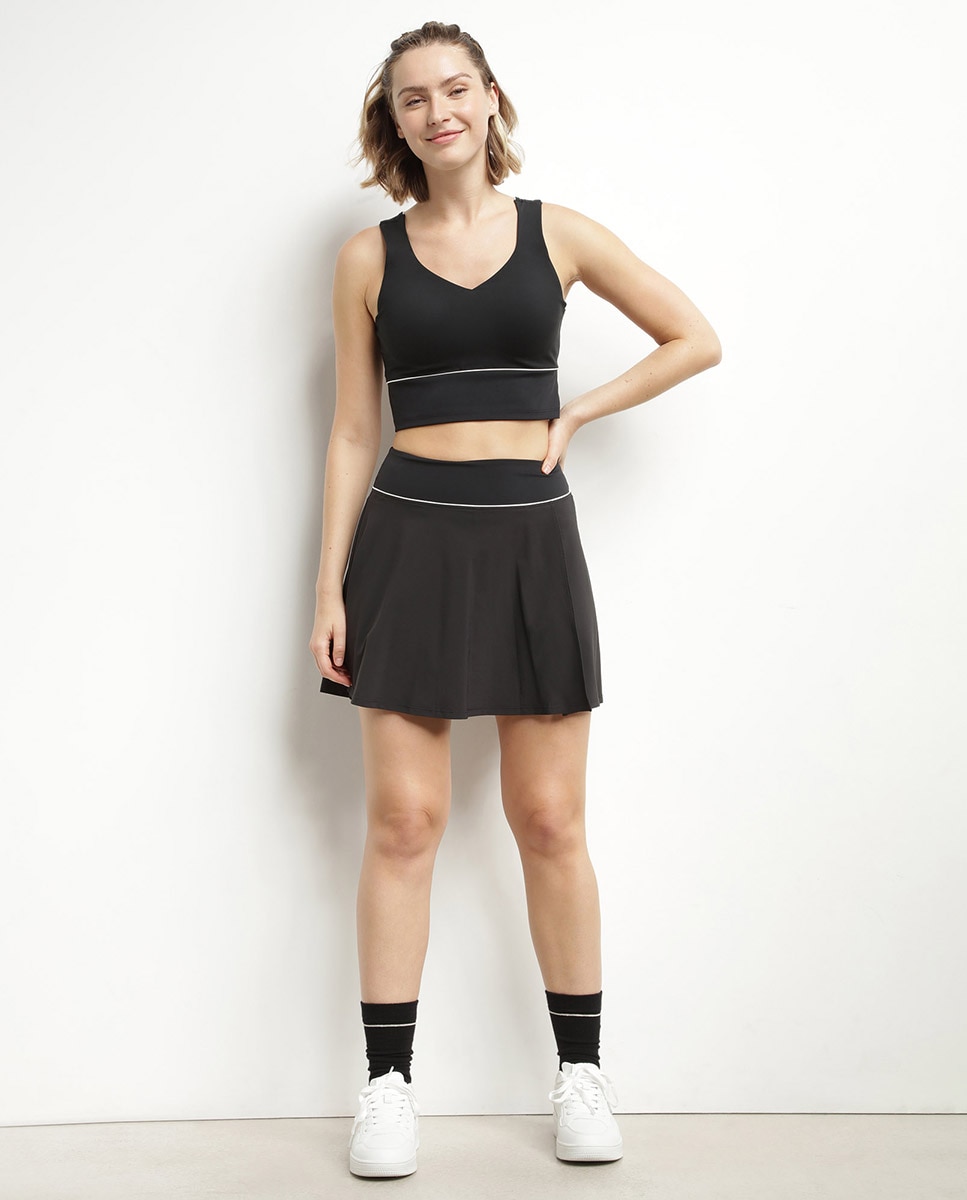 Falda pantalón deportivo con abertura lateral - Dim - Negro Negro-3