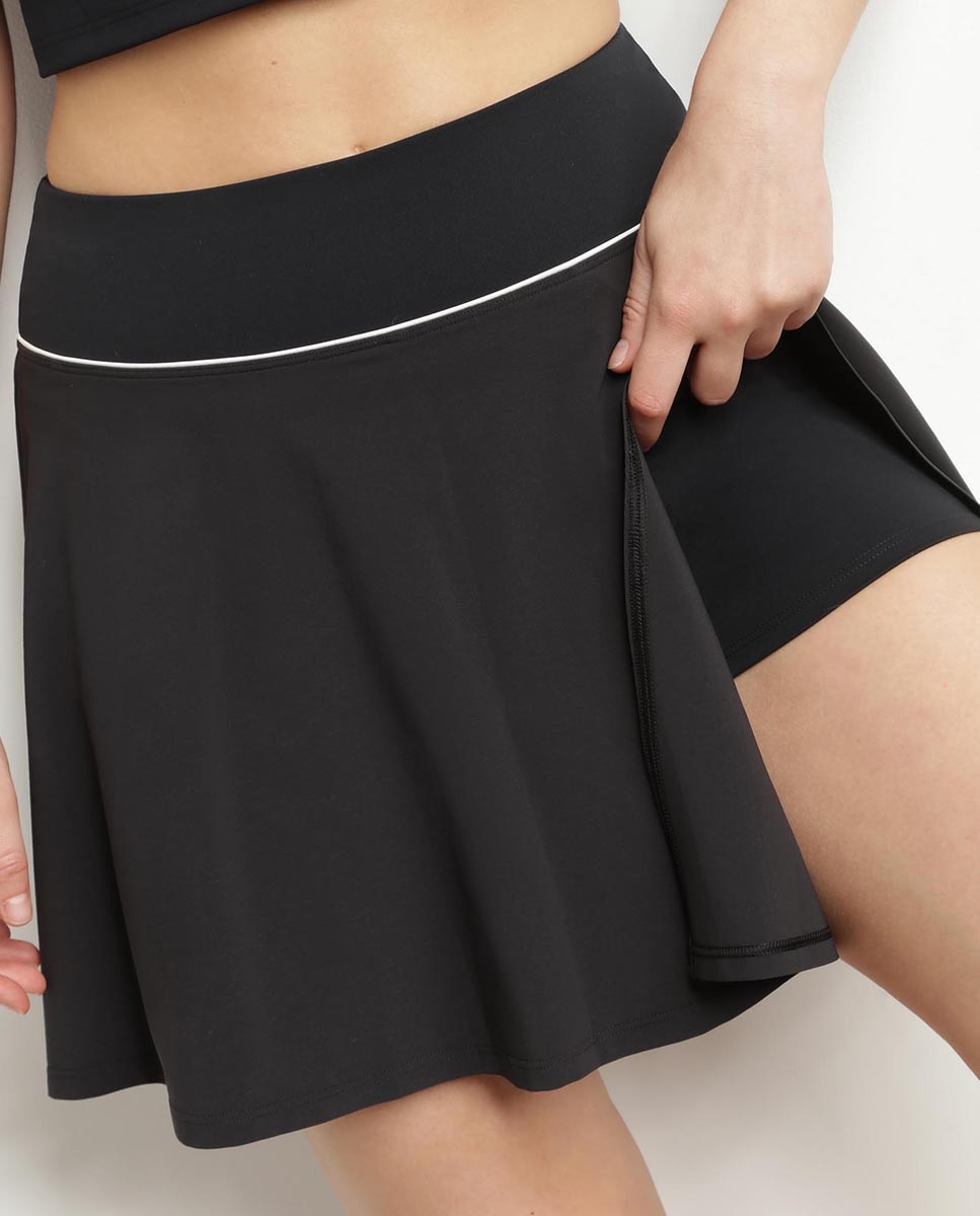 Falda pantalón deportivo con abertura lateral - Dim - Negro Negro-4