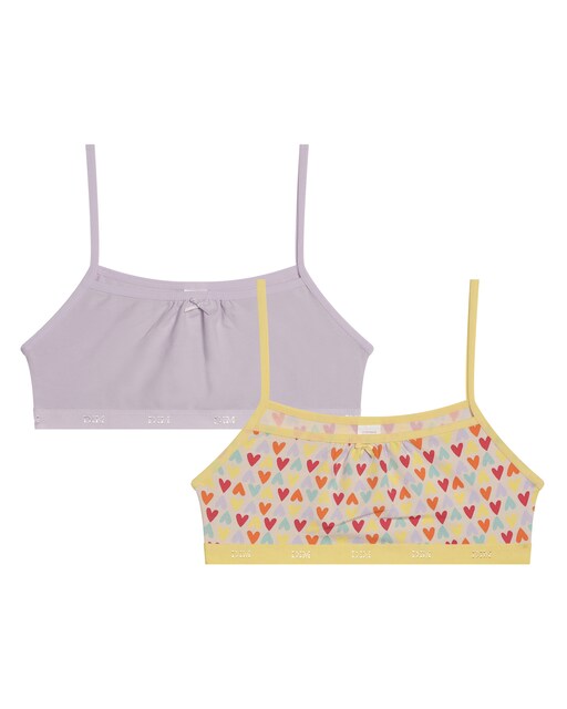 Imagen 0 de Pack de 2 tops de niña liso y estampado con tirantes finos