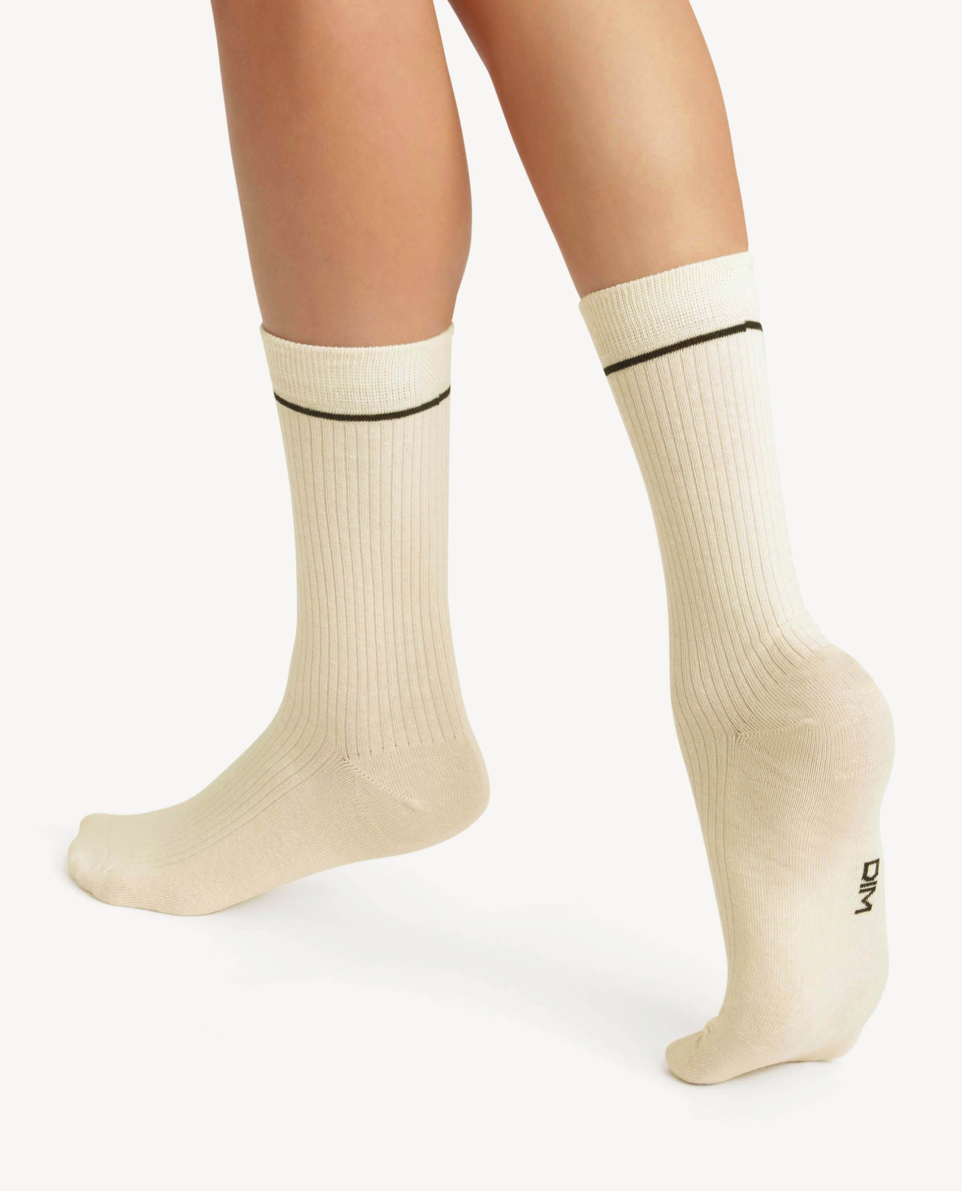 Calcetines altos unisex de algodón modal - Dim - Crema Crema-1