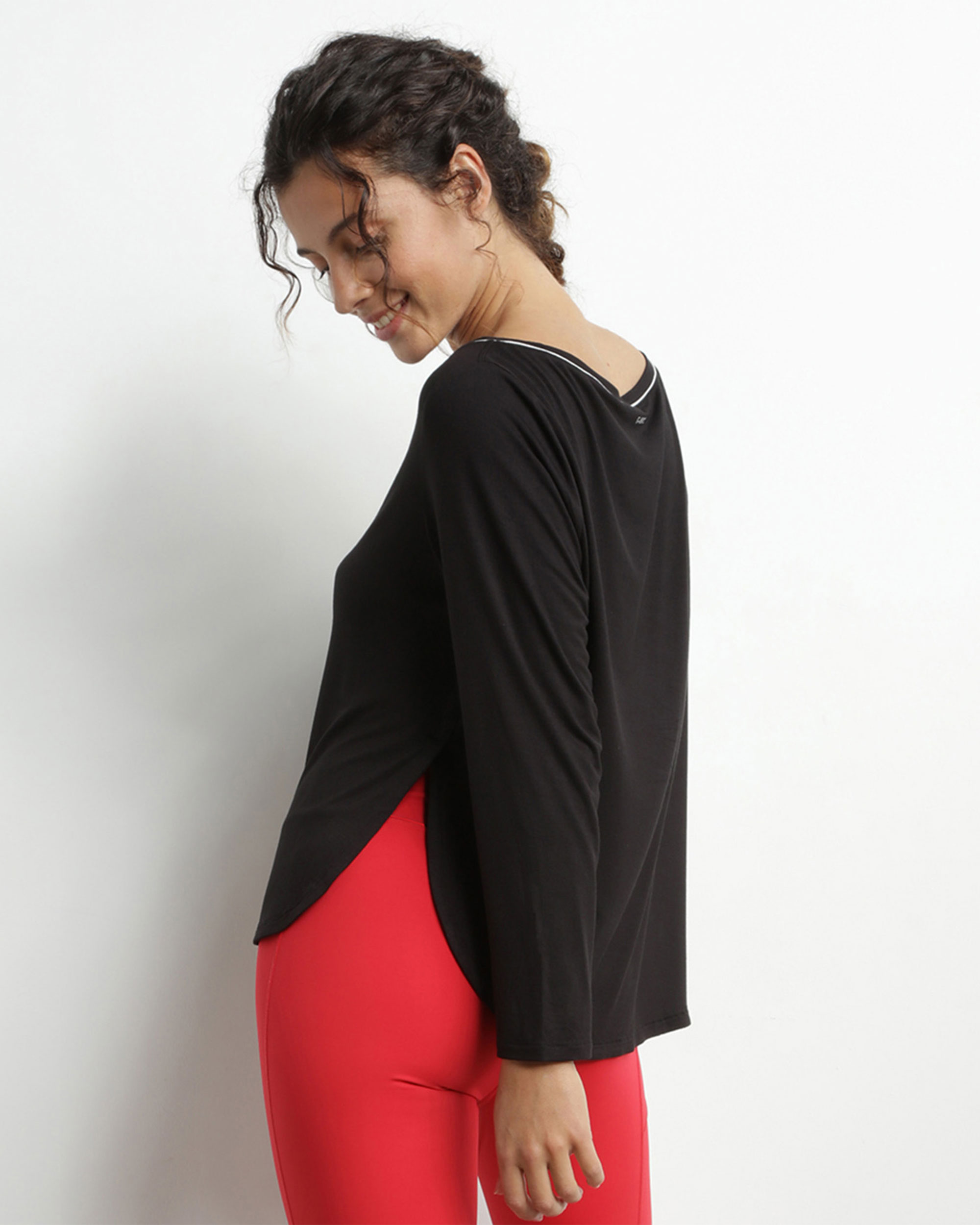 Camiseta deportiva de mujer cuello barco - Dim - Negro Negro-2