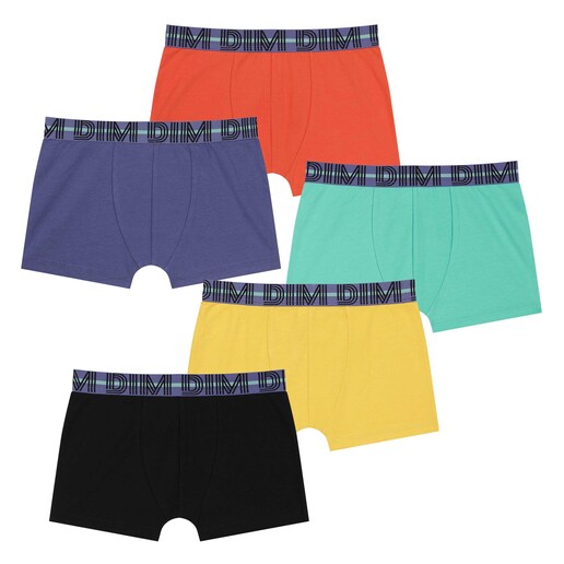 Imagen 0 de Pack de 5 boxers de niño lisos con logotipo en la cintura