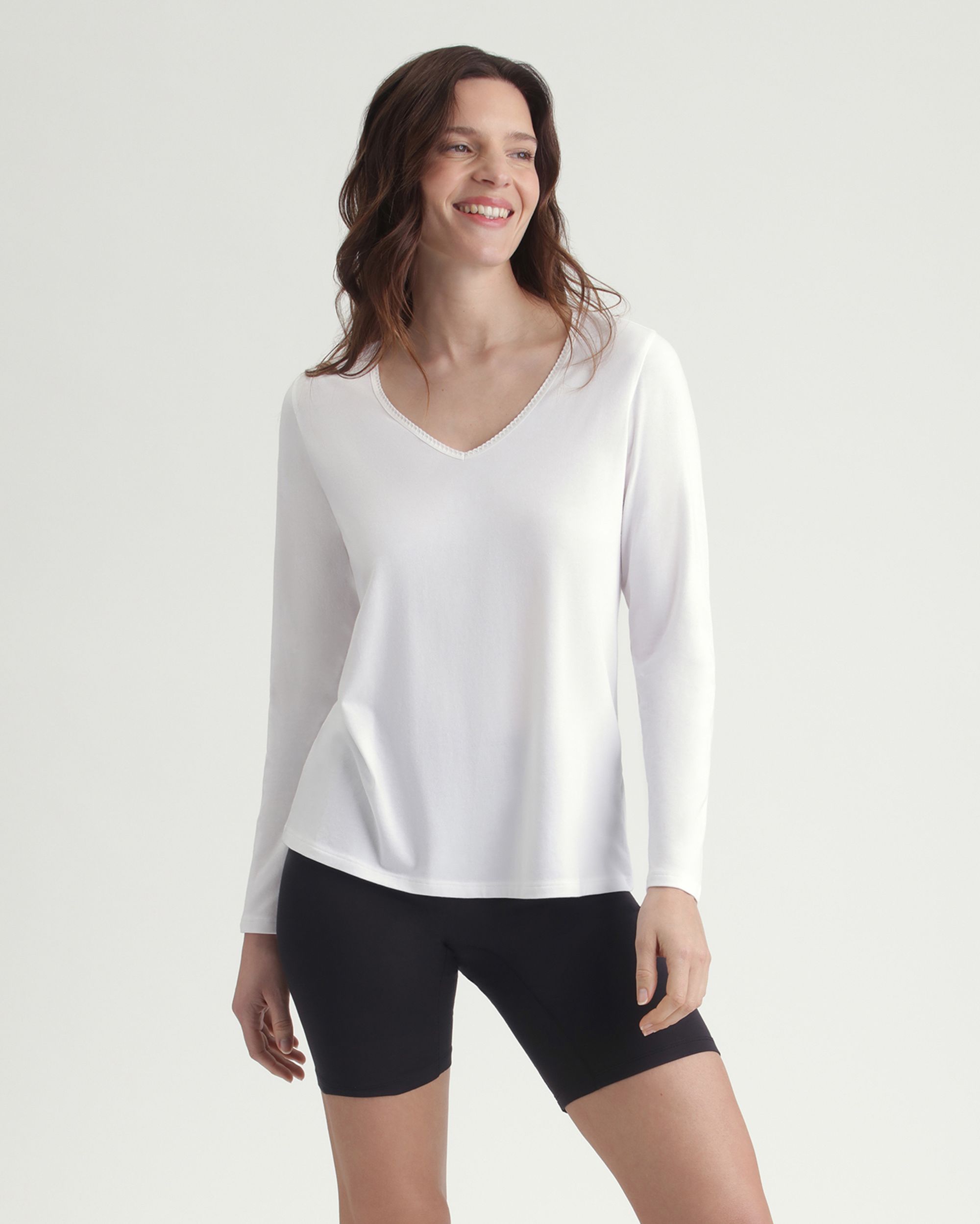 Camiseta térmica mujer manga larga - Dim - Blanco Blanco-3
