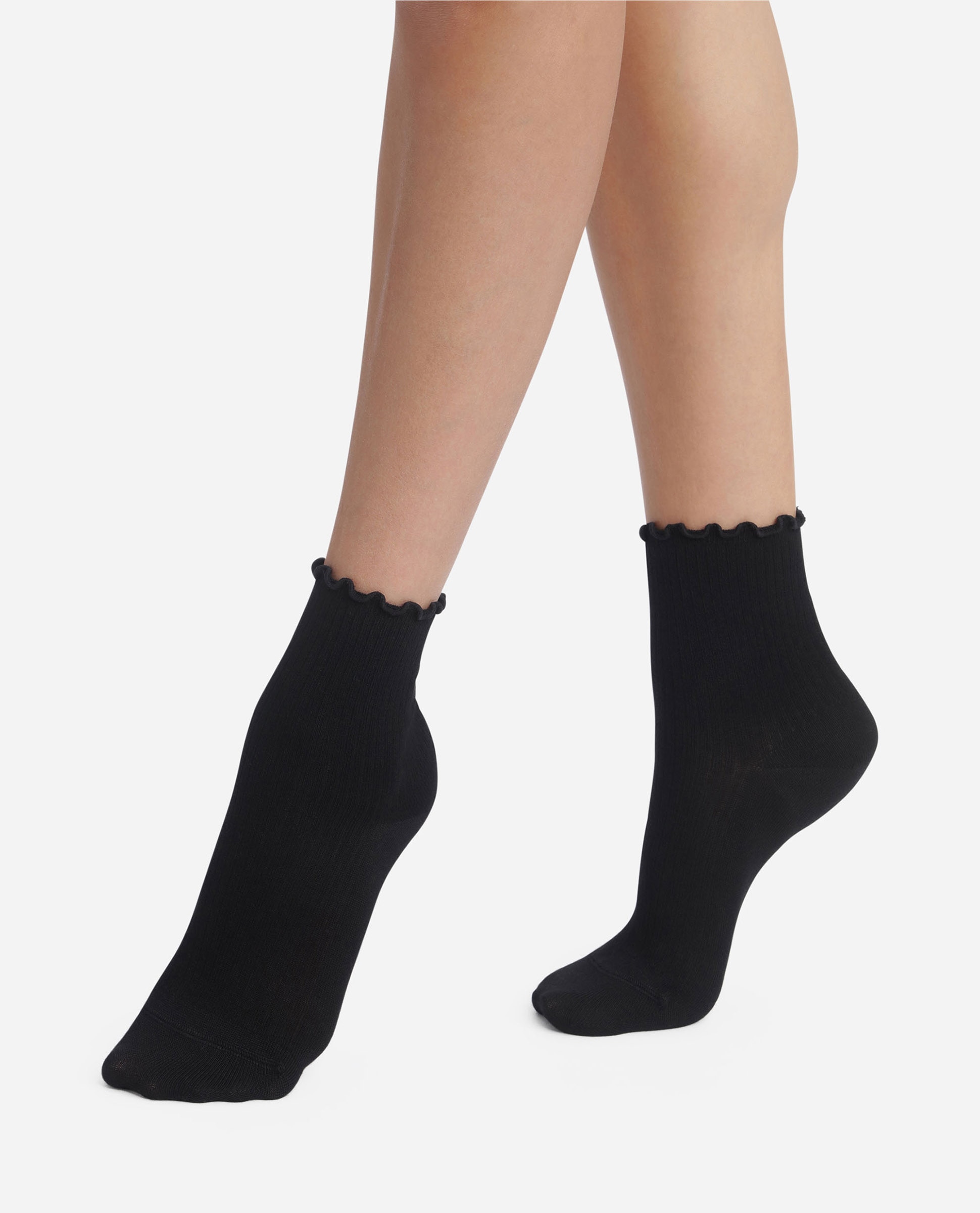 Pack de 2 calcetines tobillero de mujer algodón modal - Dim - Negro Negro-1