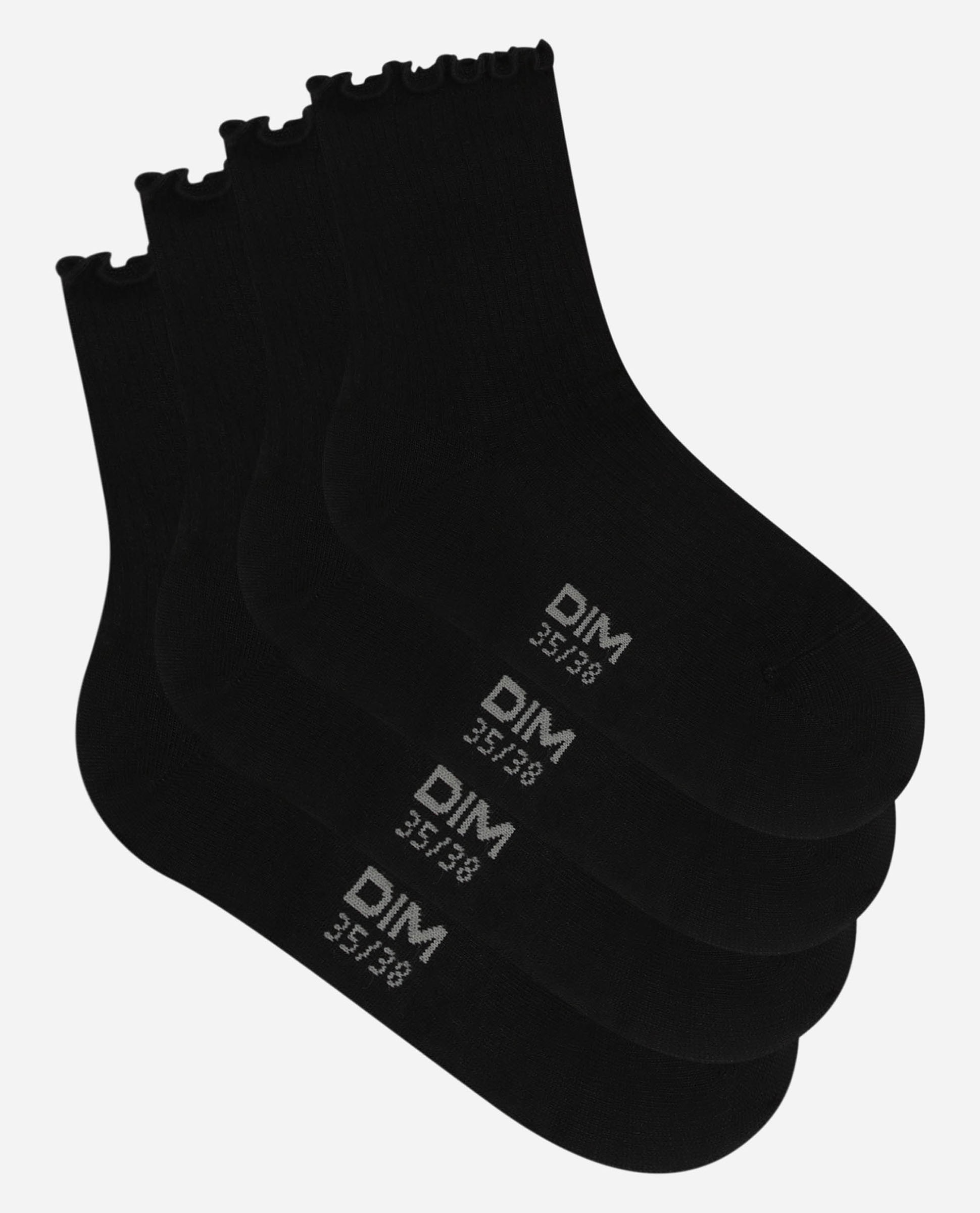 Pack de 2 calcetines tobillero de mujer algodón modal - Dim - Negro Negro-2