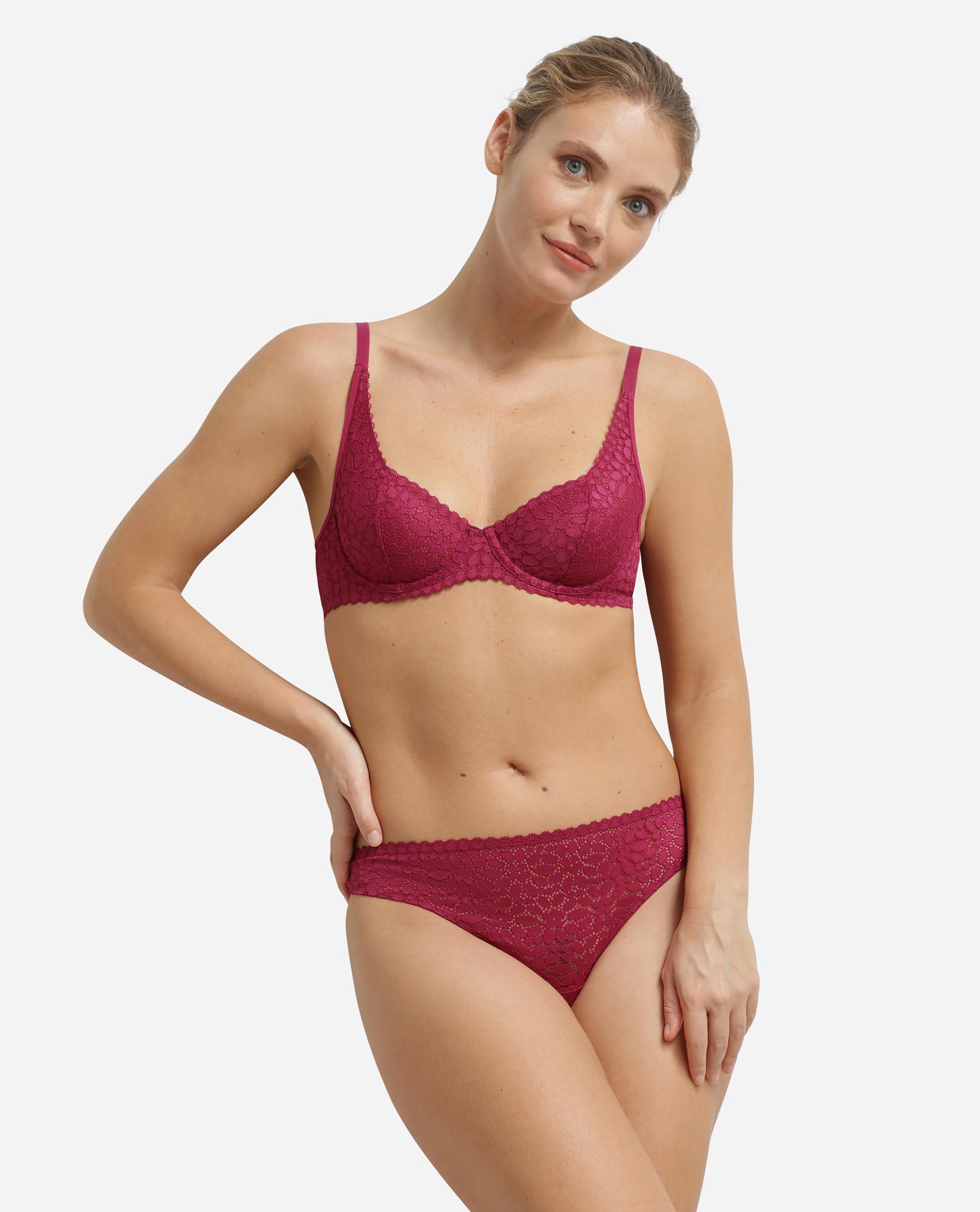 Sujetador con aro de encaje floral daily dentelle - Dim - Morado Morado-3