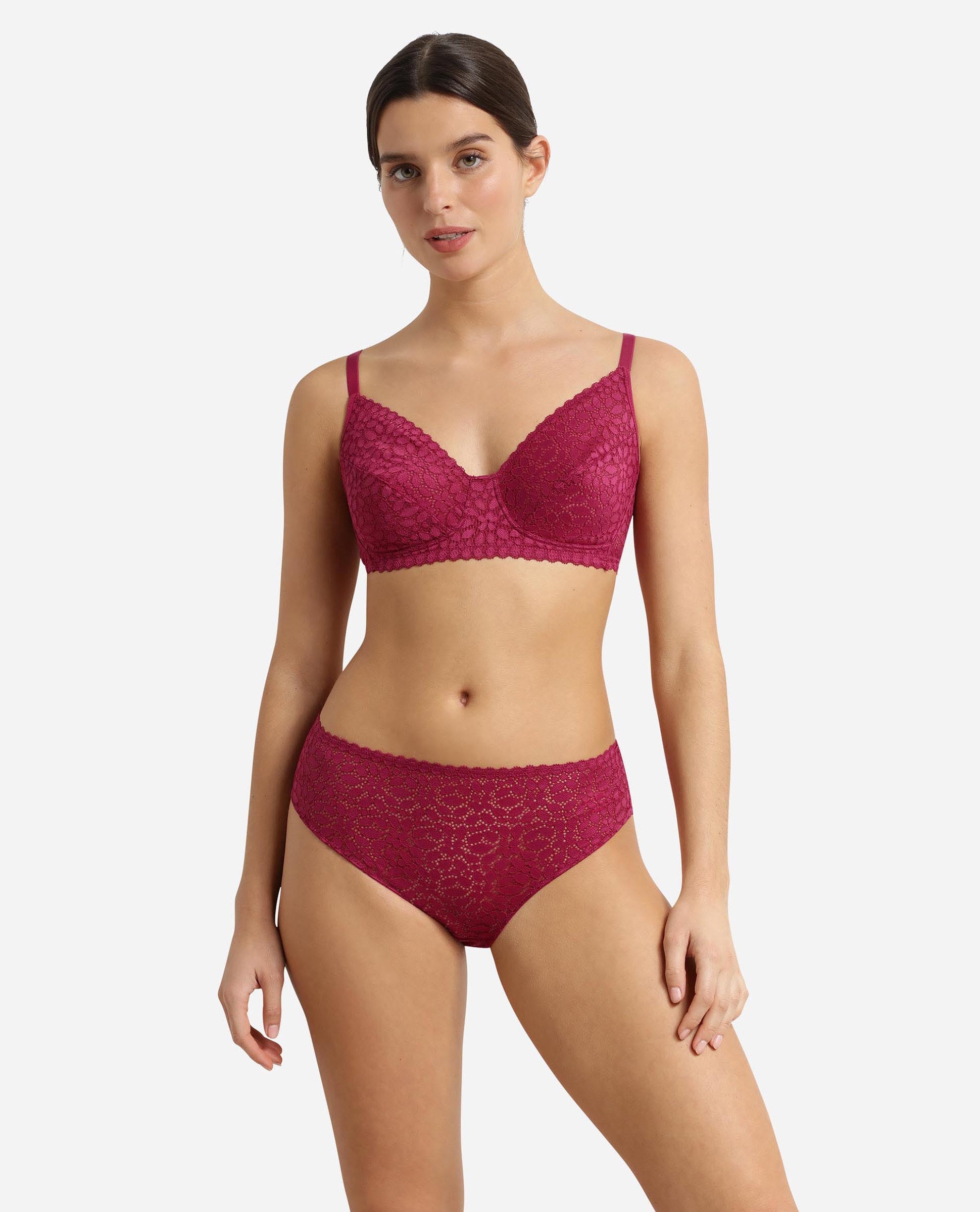 Sujetador sin aro de encaje floral daily dentelle - Dim - Morado Morado-3