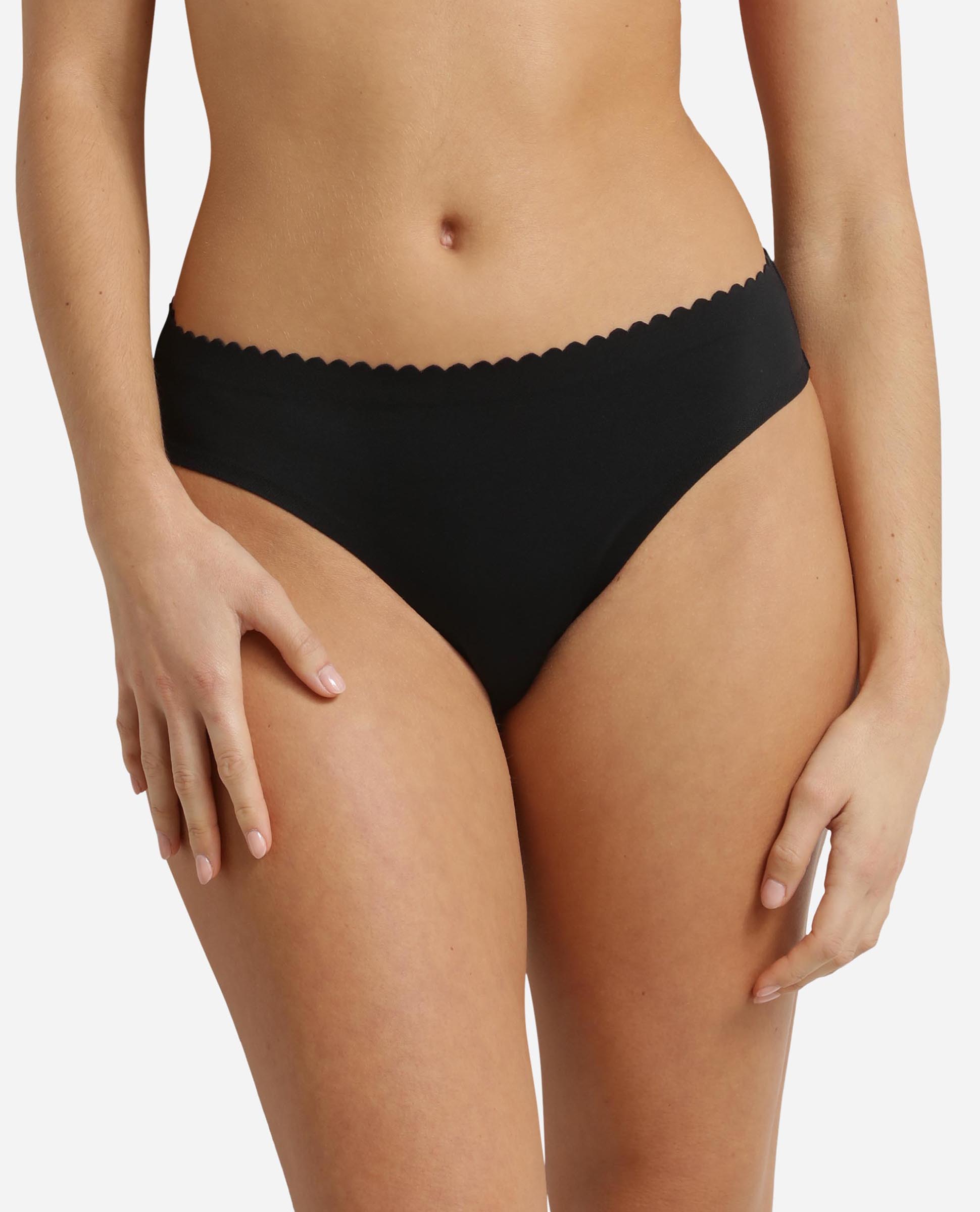 Tanga invisible mezcla de microfibra y malla - Dim - Negro Negro-1