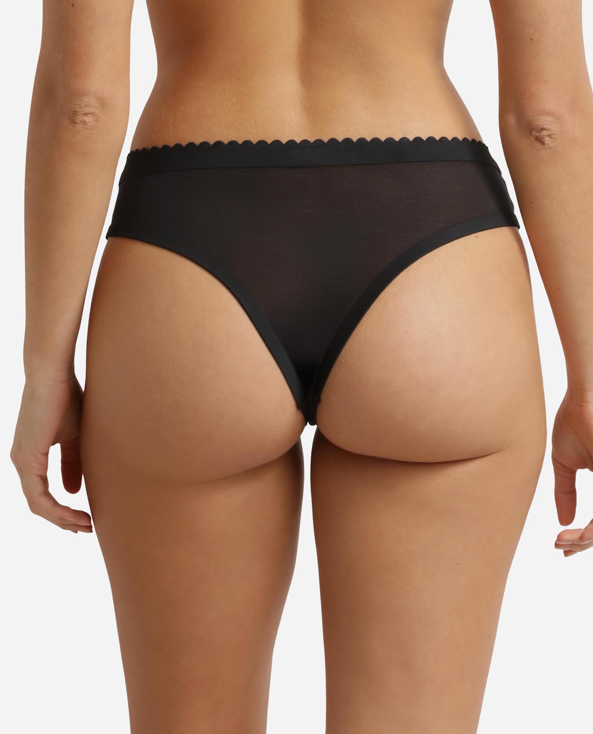 Tanga invisible mezcla de microfibra y malla - Dim - Negro Negro-2