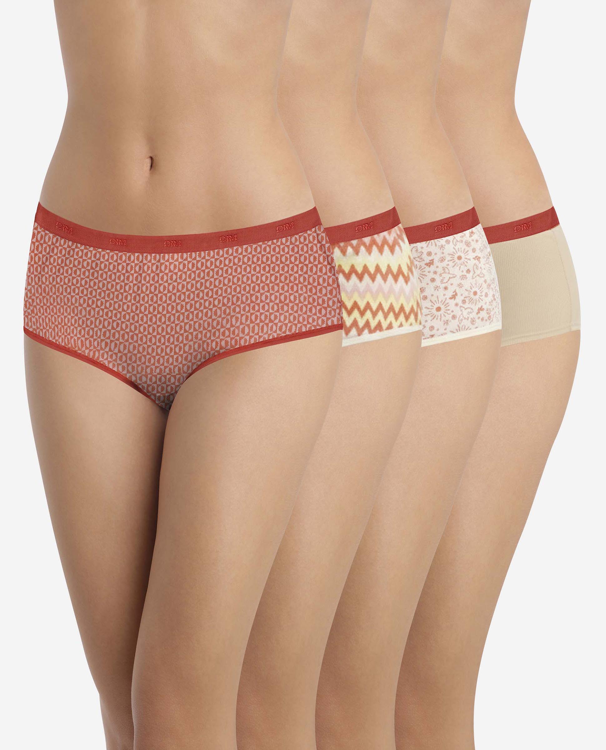 Pack de 4 culottes de algodón elástico estampados Multicolor Dim Multicolor-1