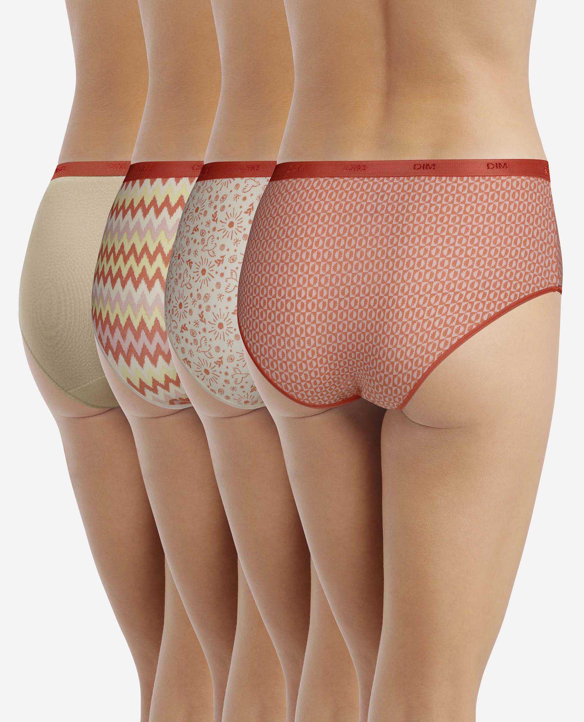 Pack de 4 culottes de algodón elástico estampados Multicolor Dim Multicolor-2