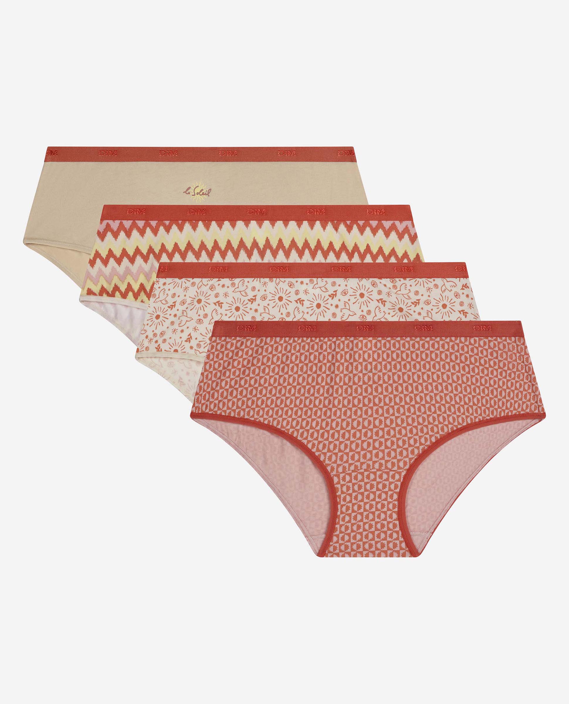 Pack de 4 culottes de algodón elástico estampados Multicolor Dim Multicolor-4