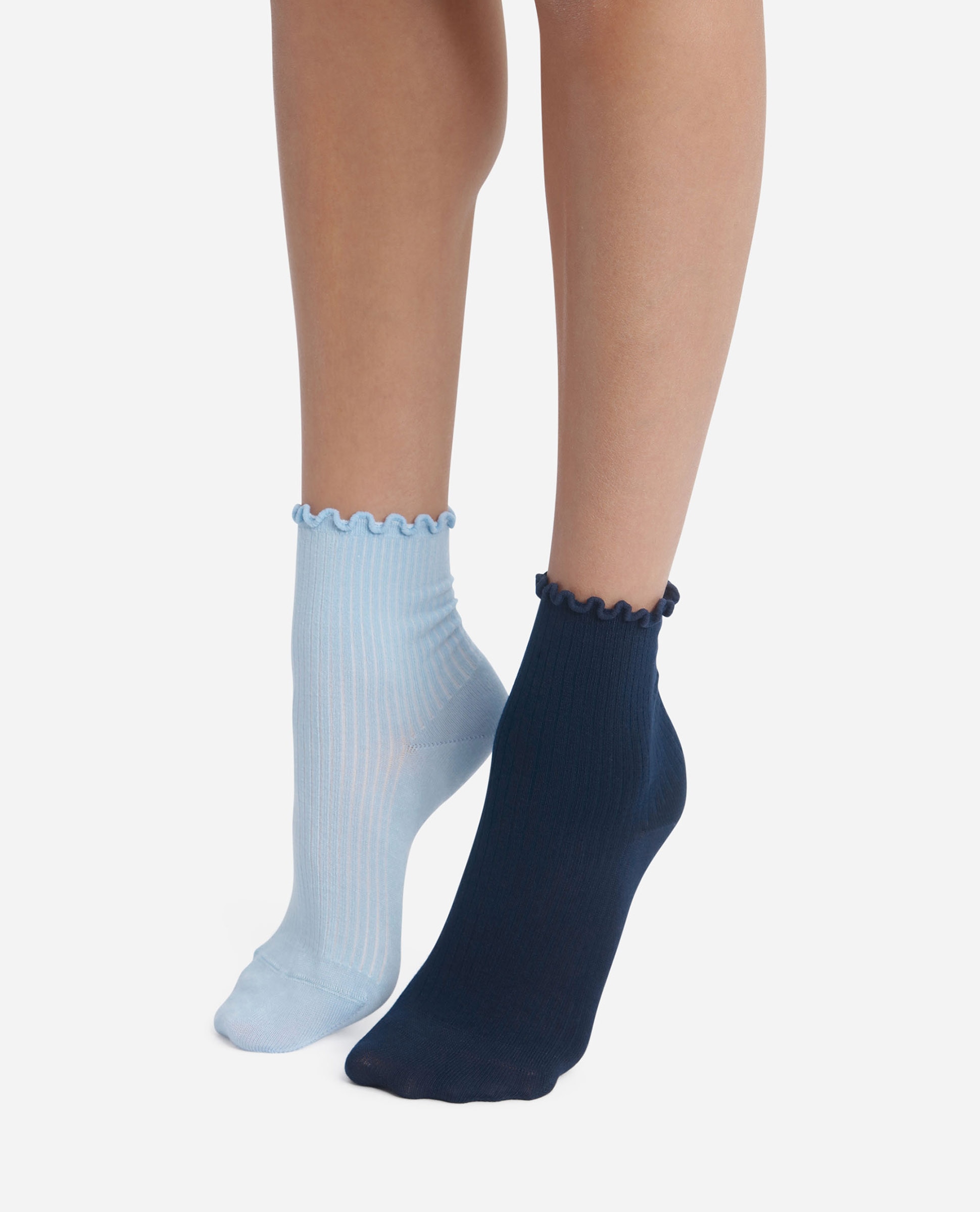 Imagen 0 de Pack de 2 calcetines tobillero de mujer algodón modal Azul claro / Azul marino