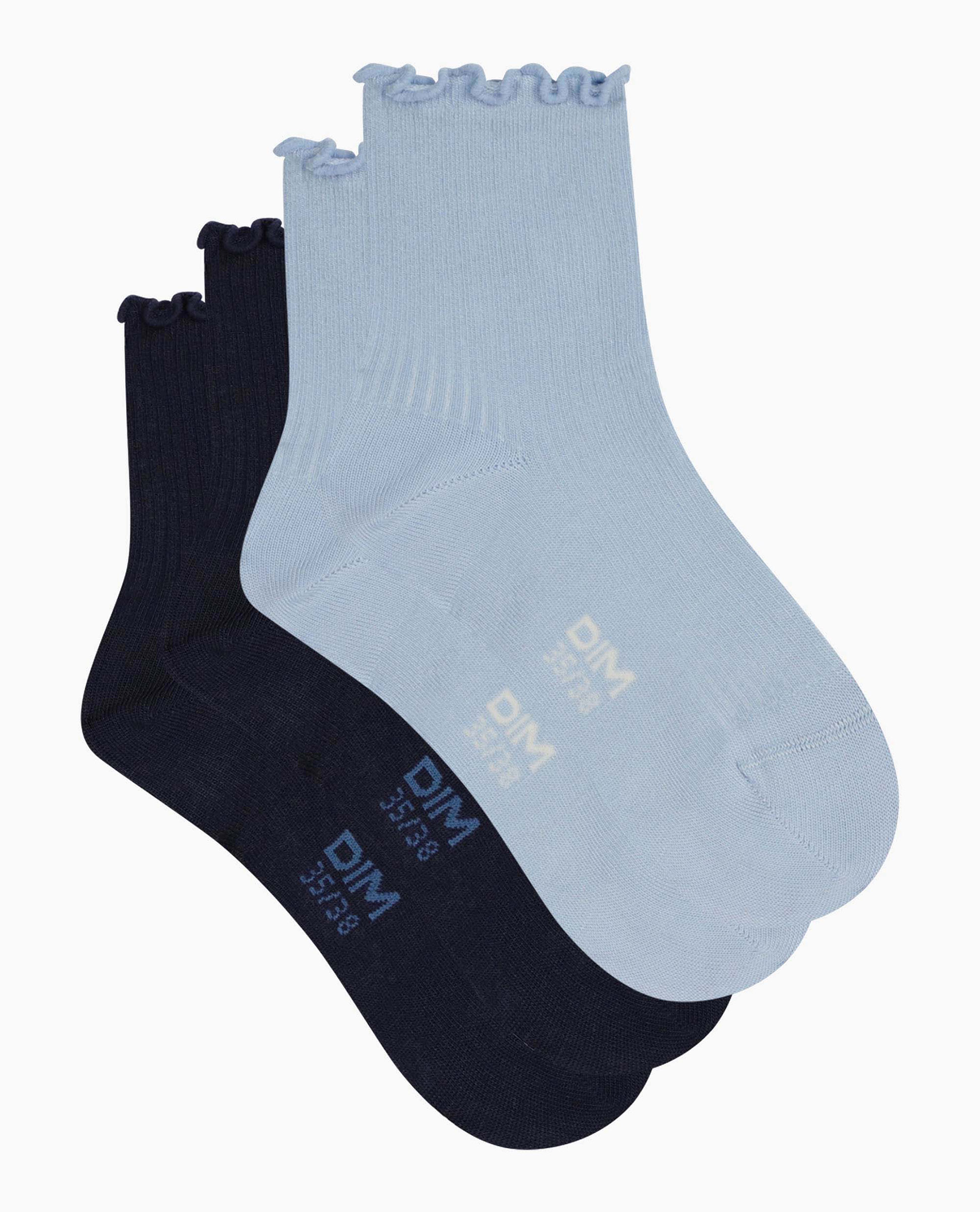 Pack de 2 calcetines tobillero de mujer algodón modal - Dim - Azul claro / Azul marino Azul claro / Azul marino-2