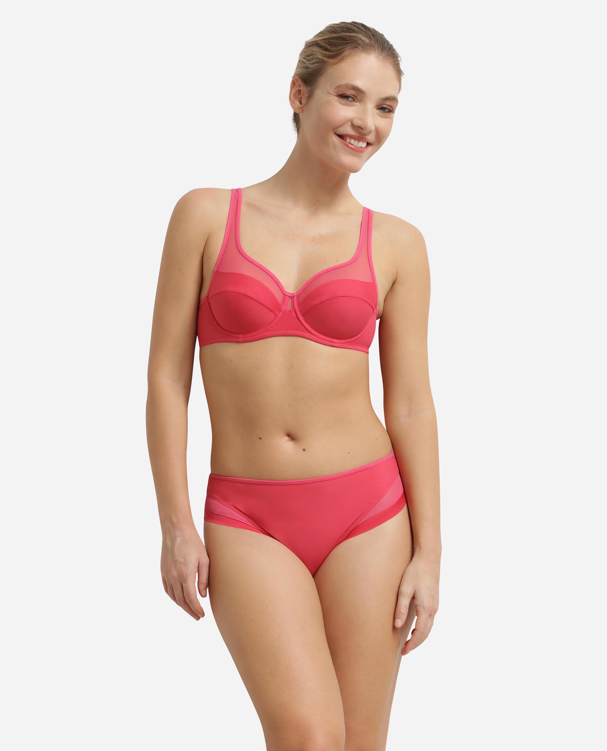 Braga clásica de suave microfibra con detalles en malla - Dim - Fucsia Fucsia-3