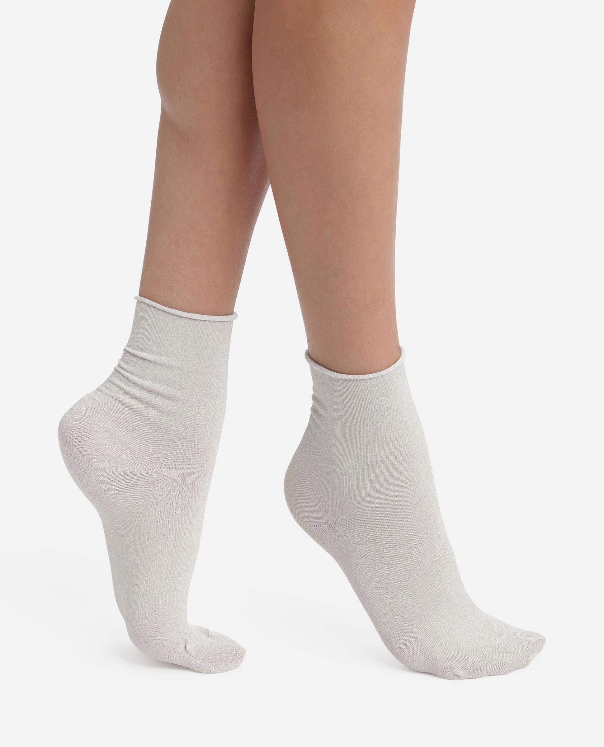 Calcetines tobilleros de mujer con lurex - Dim - Gris claro Gris claro-1