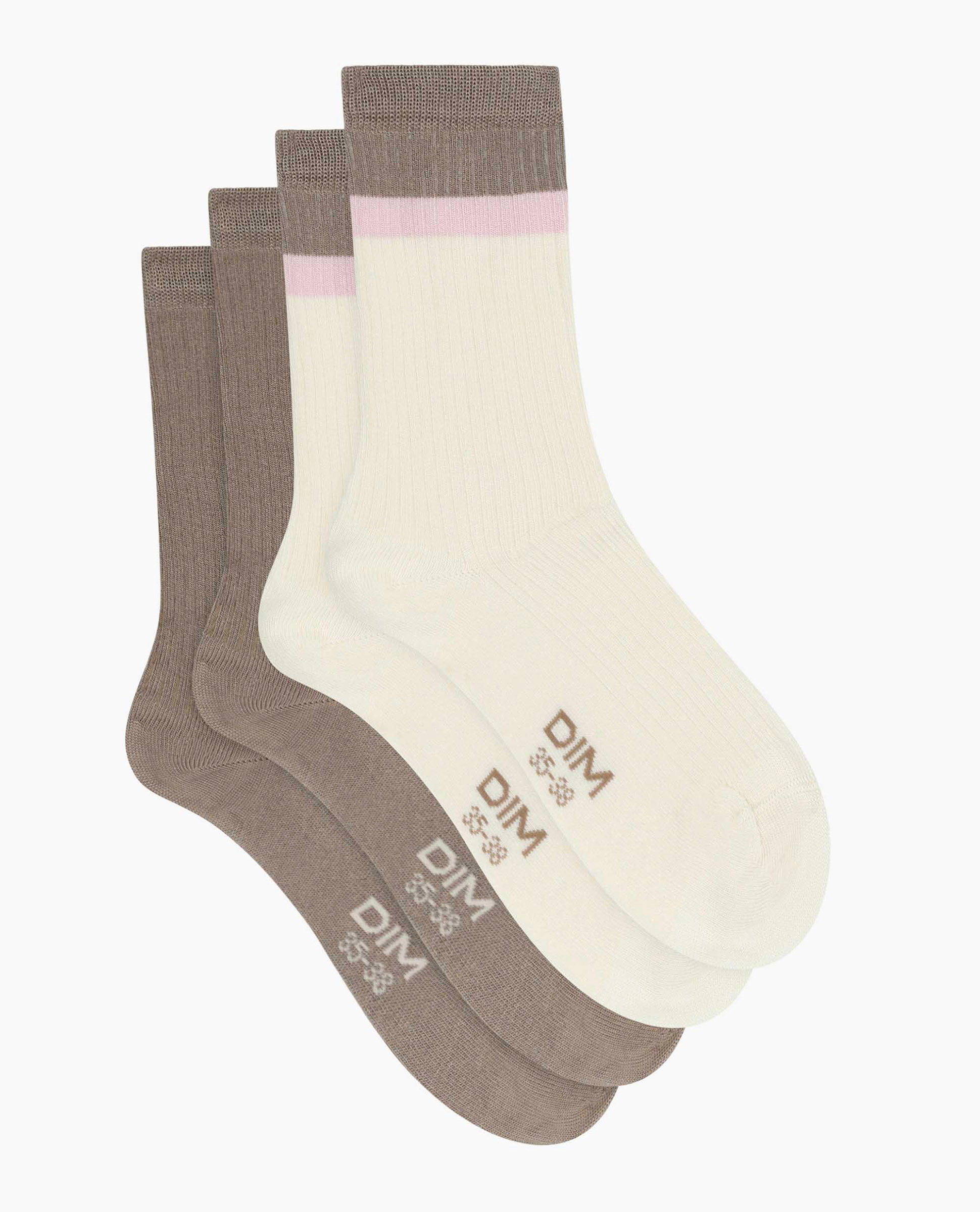 Pack de dos calcetines de mujer algodón modal - Dim - Beige/Marrón Beige/Marrón-2