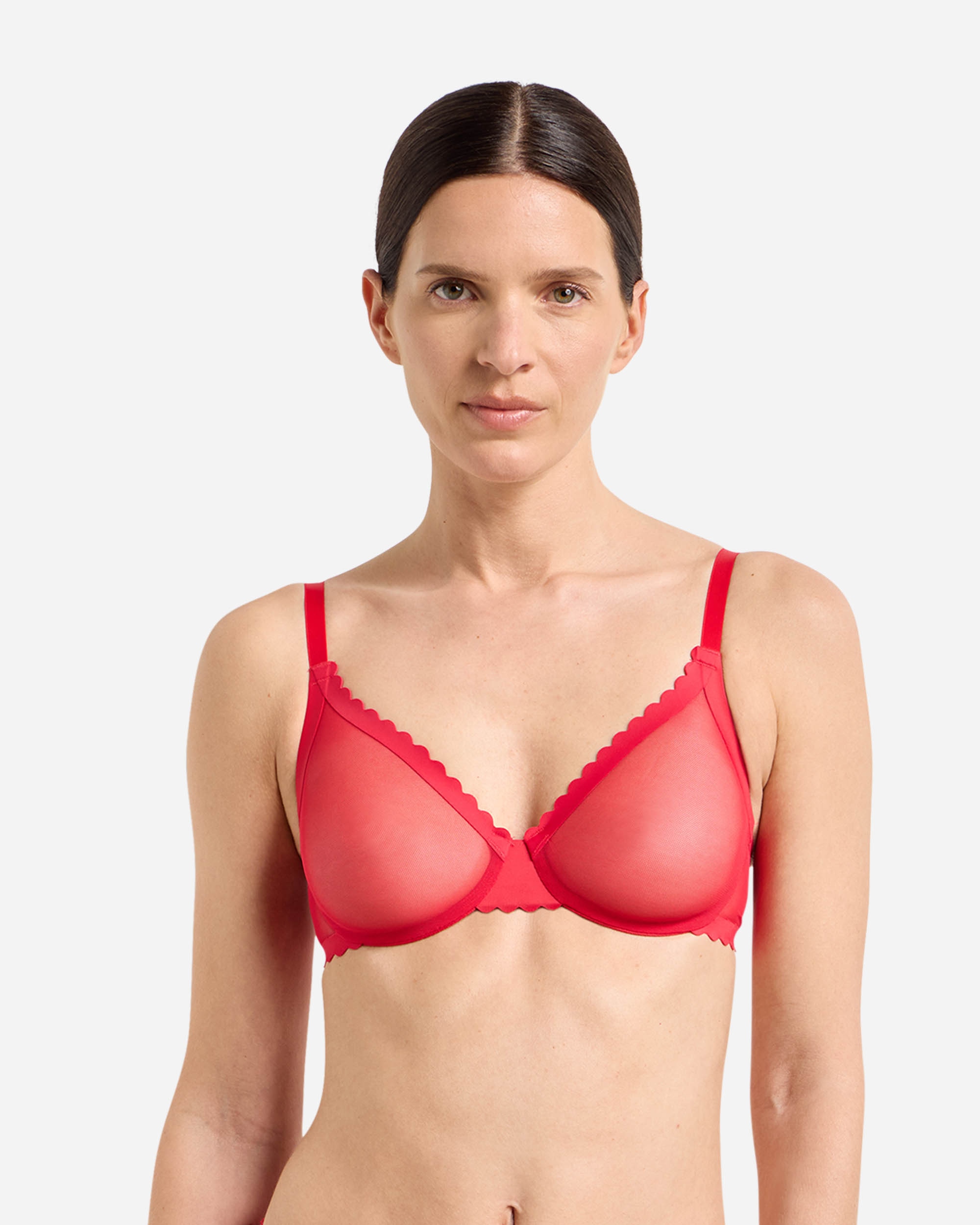 Sujetador con aros con transparencias y microfibra body touch - Dim - Rojo Rojo-1