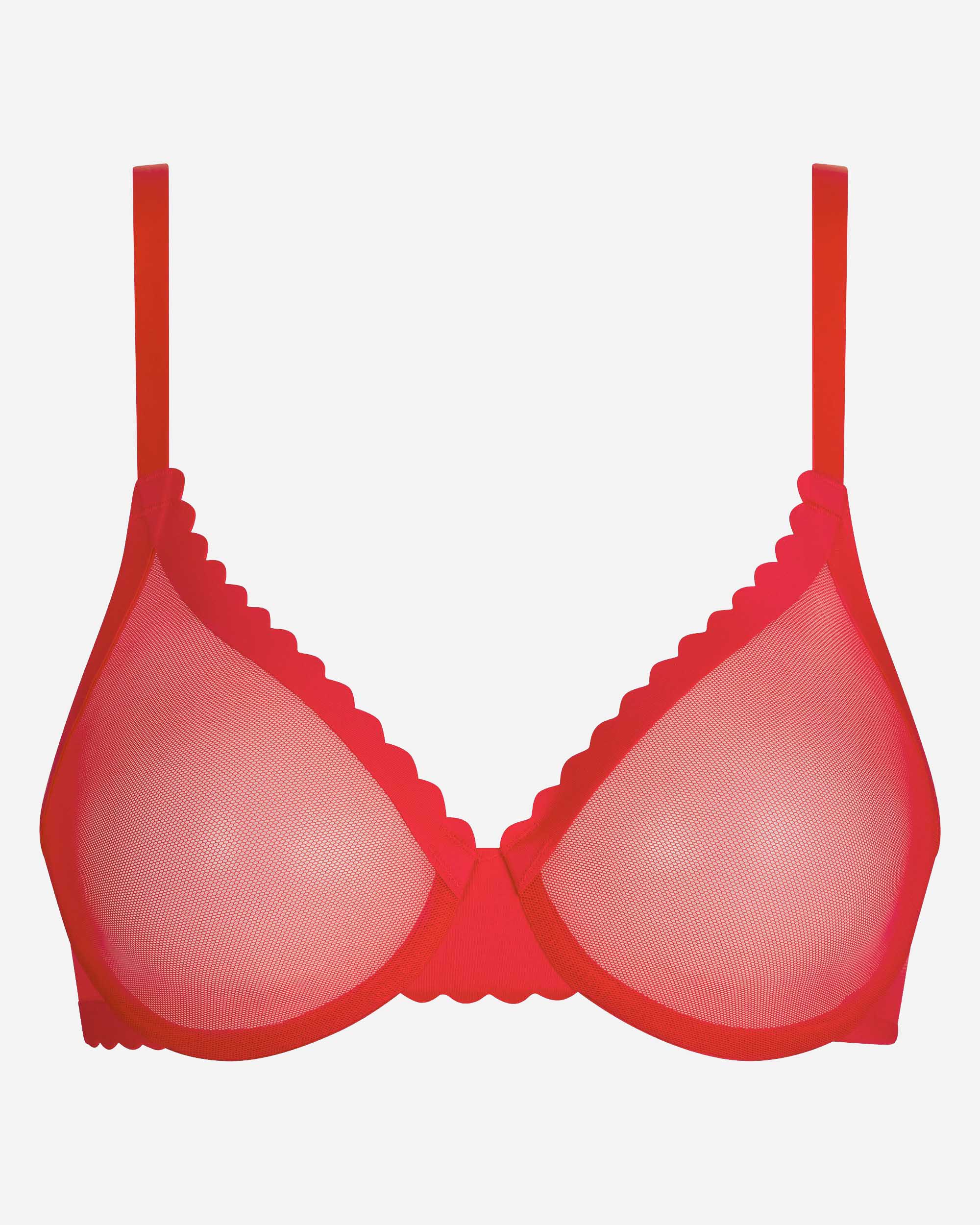 Sujetador con aros con transparencias y microfibra body touch - Dim - Rojo Rojo-5