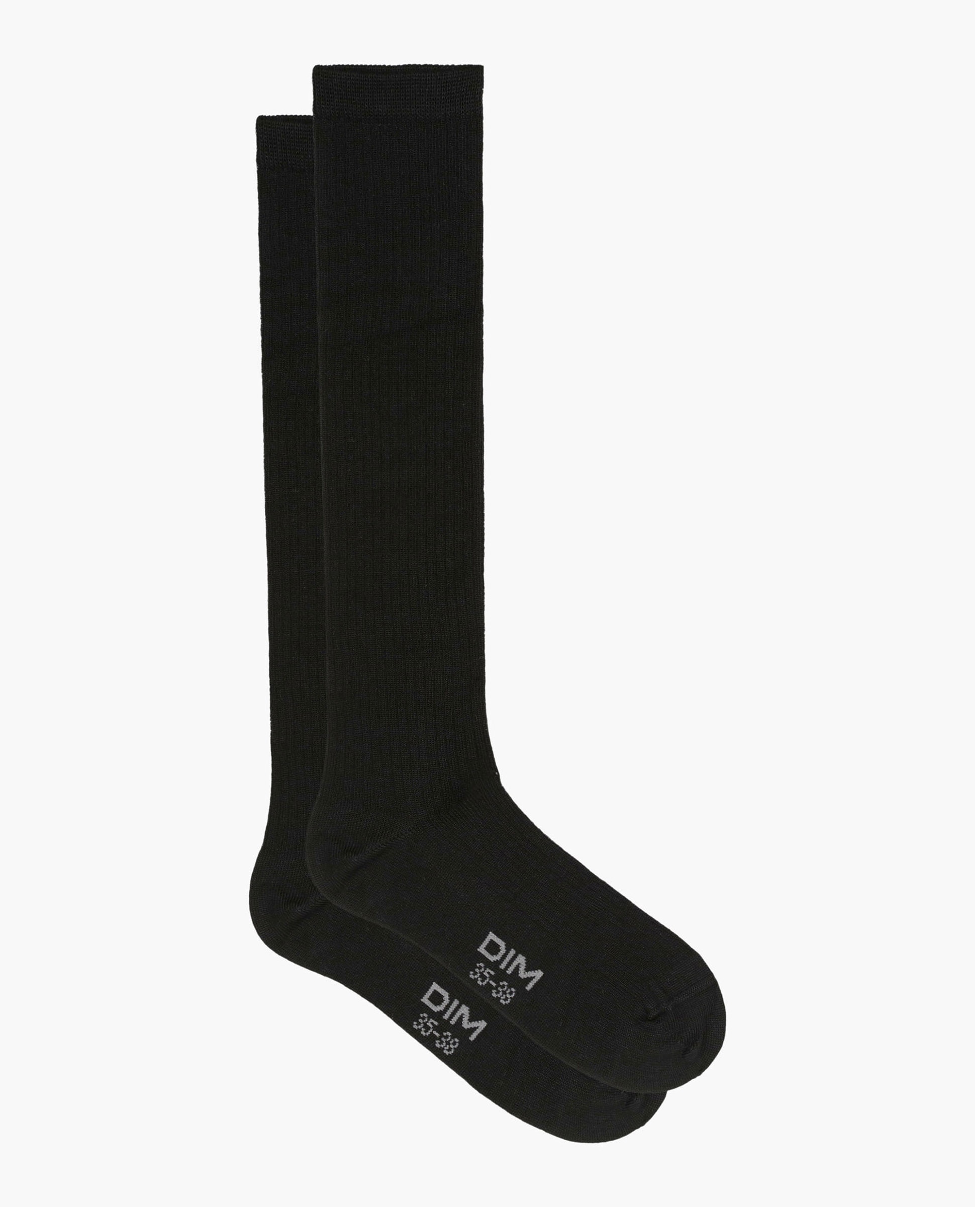 Calcetines altos de mujer algodón acanalado - Dim - Negro Negro-2