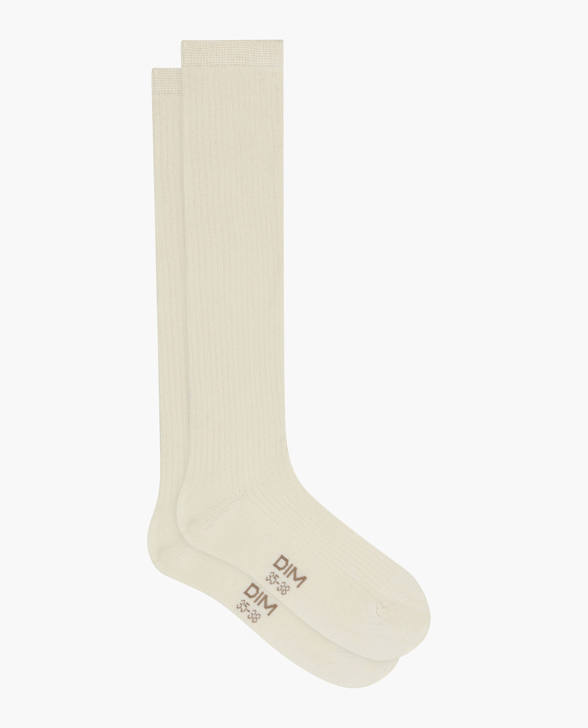 Calcetines altos de mujer algodón acanalado - Dim - Crema Crema-2