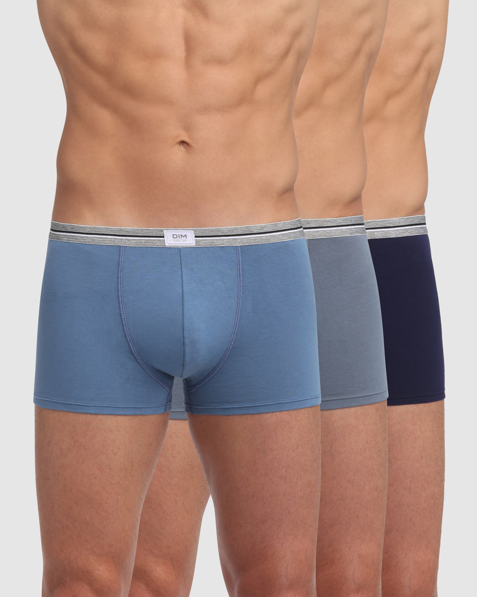 Pack de tres bóxers de punto de hombre en tonos azules - Dim - Azul Azul-3