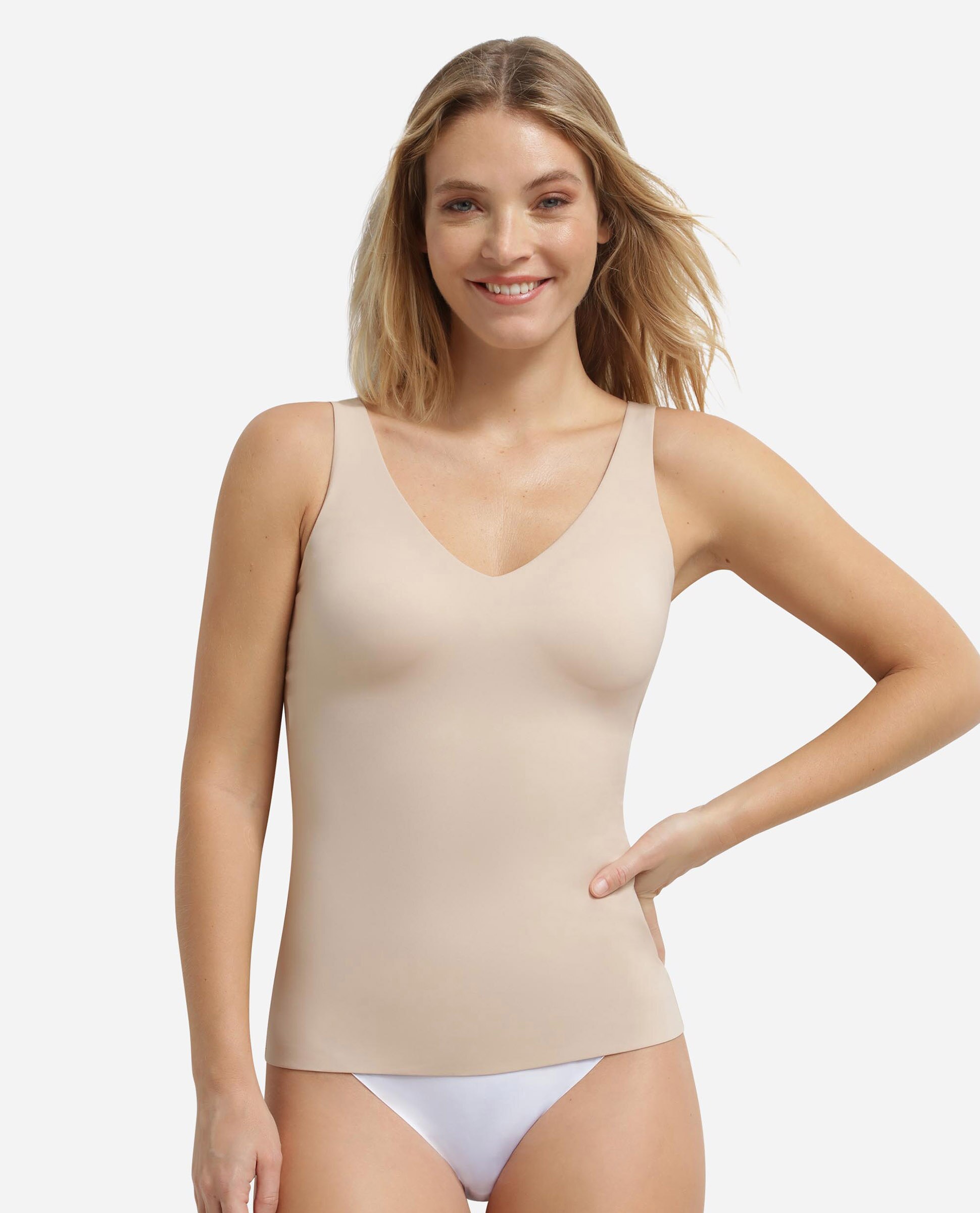 Camiseta interior básica invisible sin mangas de microfibra - Dim - Natural Natural-1