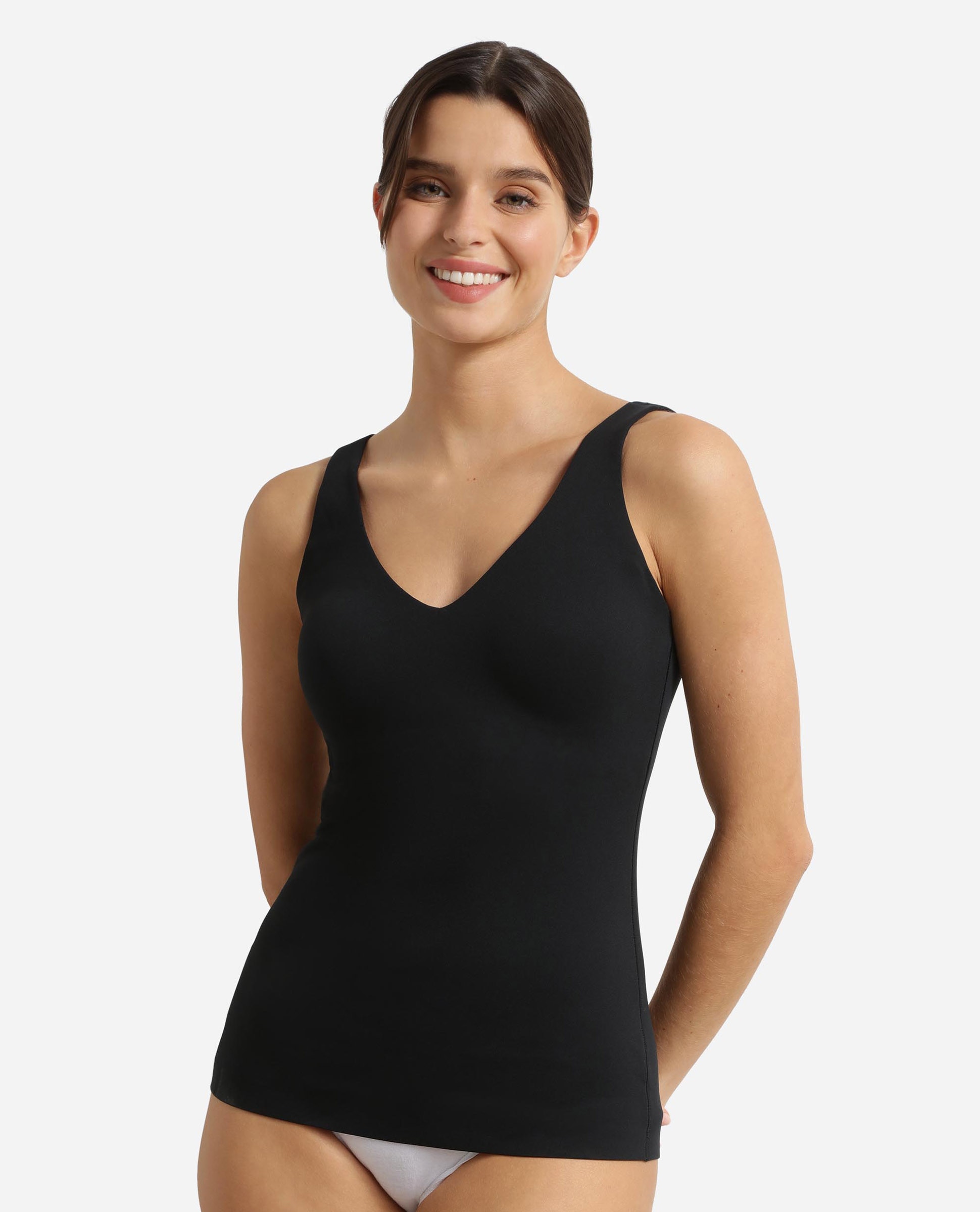 Camiseta interior básica invisible sin mangas de microfibra - Dim - Negro Negro-1