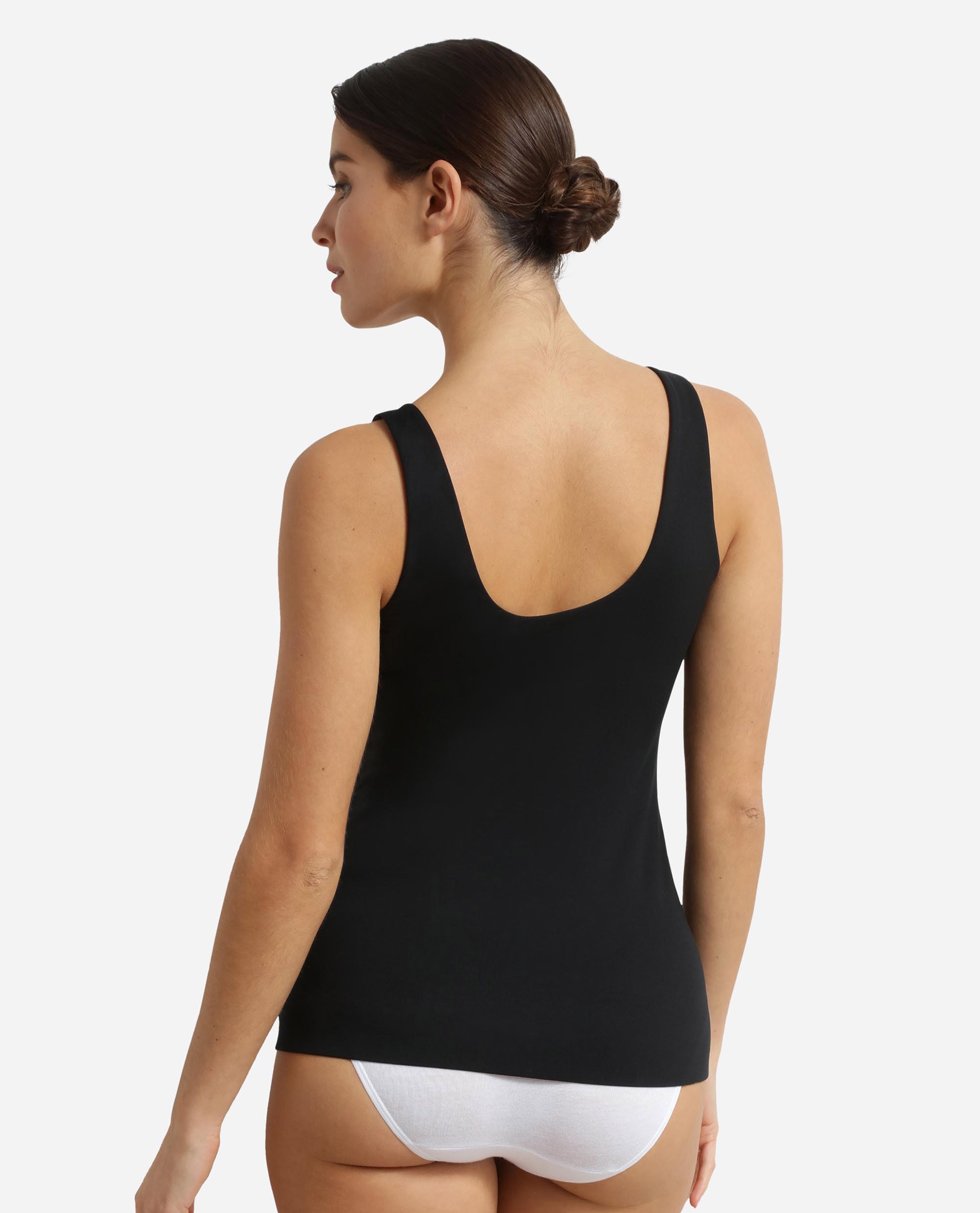 Camiseta interior básica invisible sin mangas de microfibra - Dim - Negro Negro-2