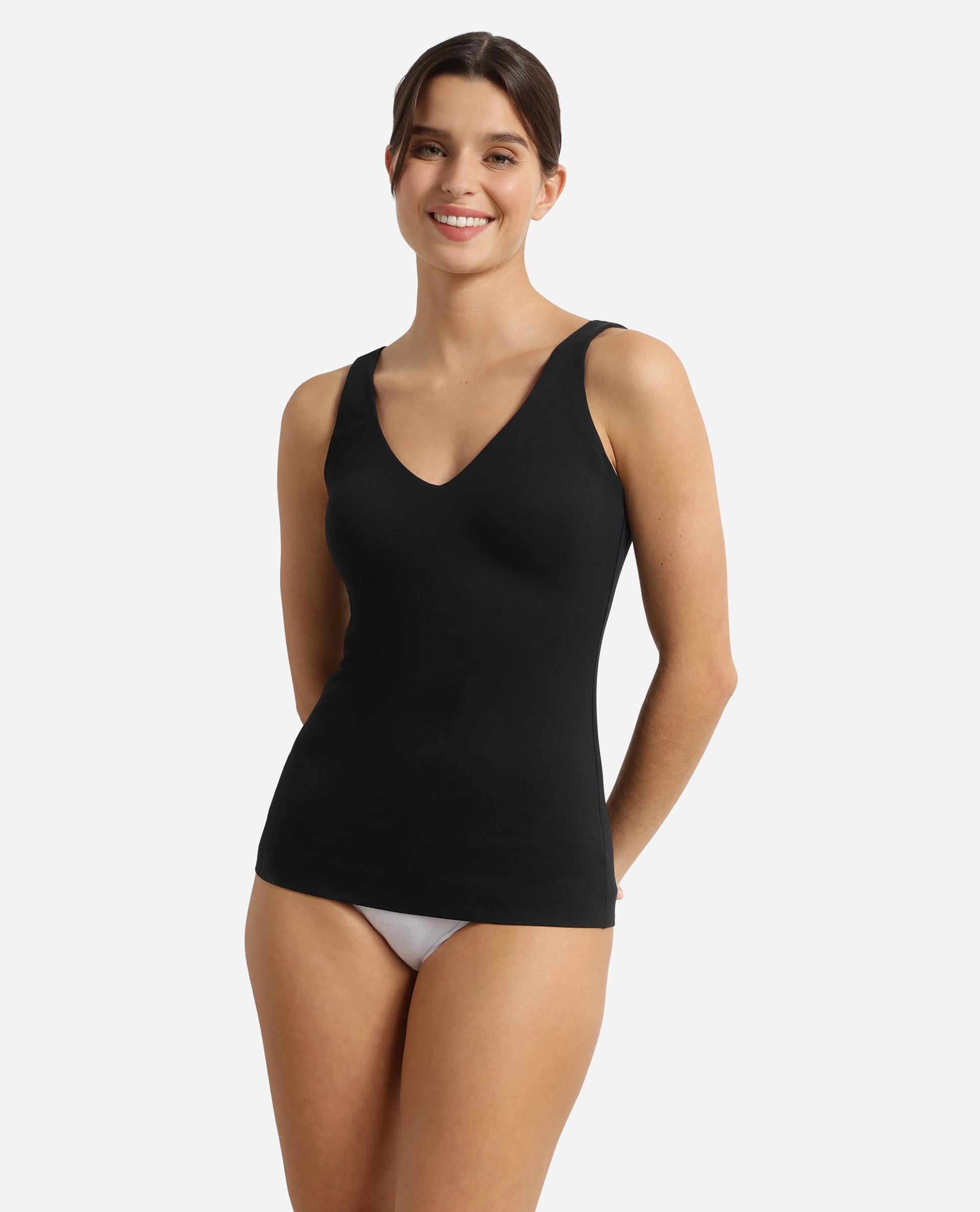 Camiseta interior básica invisible sin mangas de microfibra - Dim - Negro Negro-3