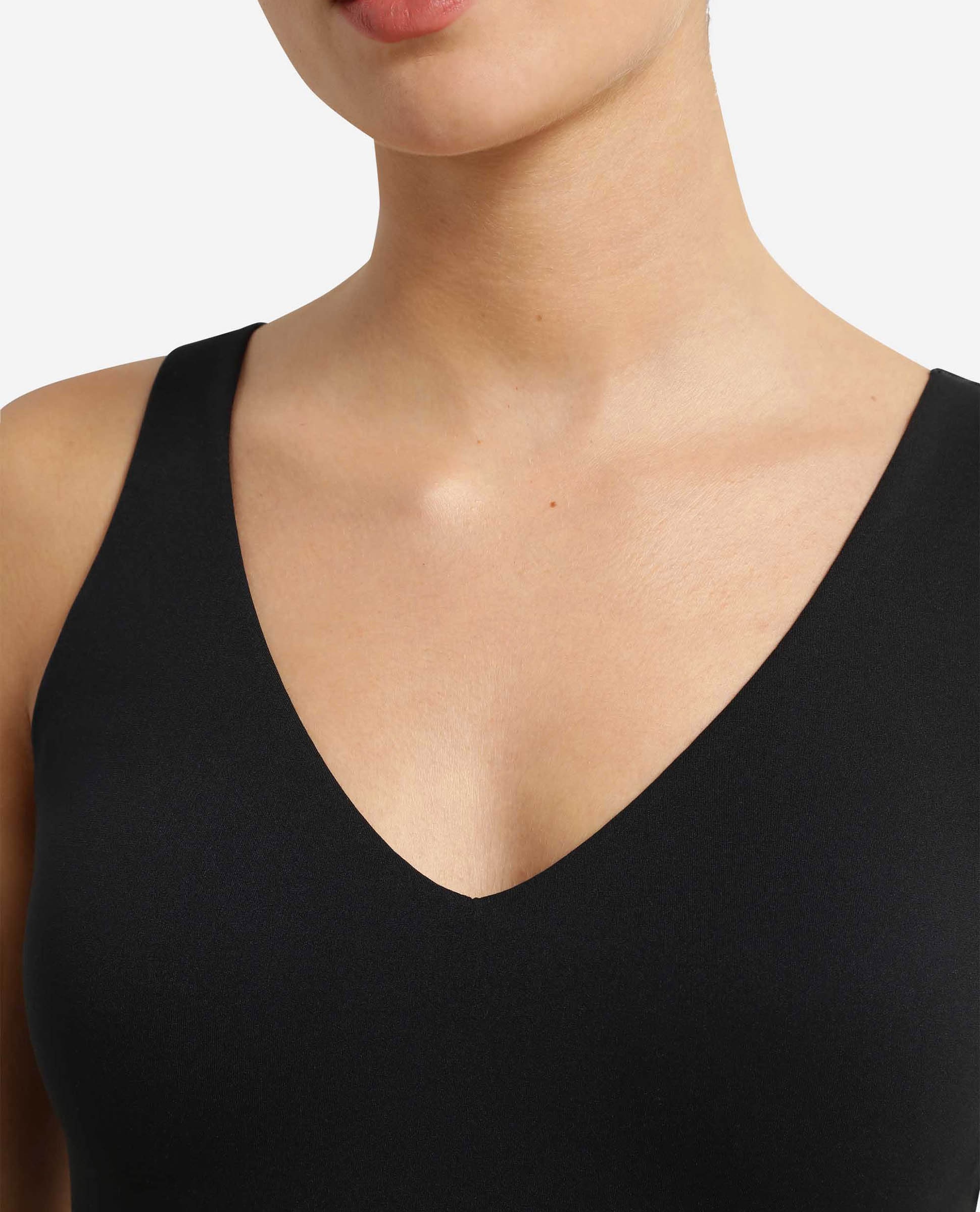 Camiseta interior básica invisible sin mangas de microfibra - Dim - Negro Negro-4
