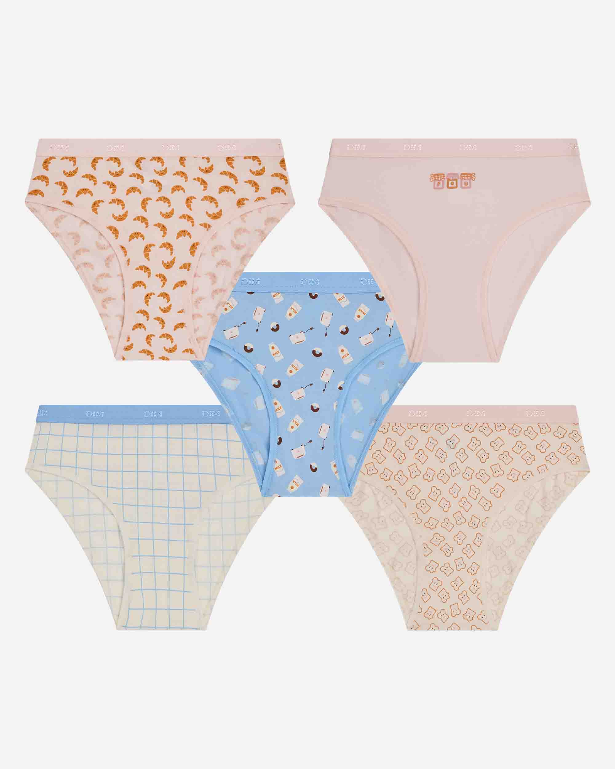 Imagen 0 de Pack de 5 bragas para niña estampadas en algodón elástico Multicolor