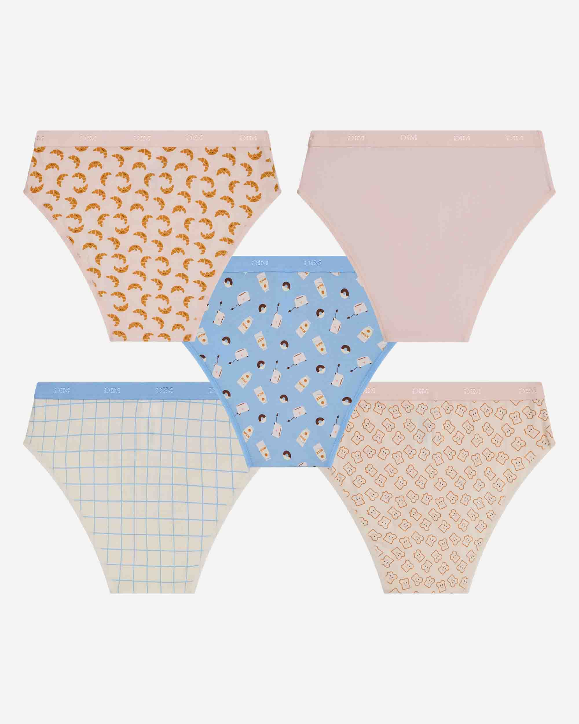 Pack de 5 bragas para niña estampadas en algodón elástico - Dim - Multicolor Multicolor-3